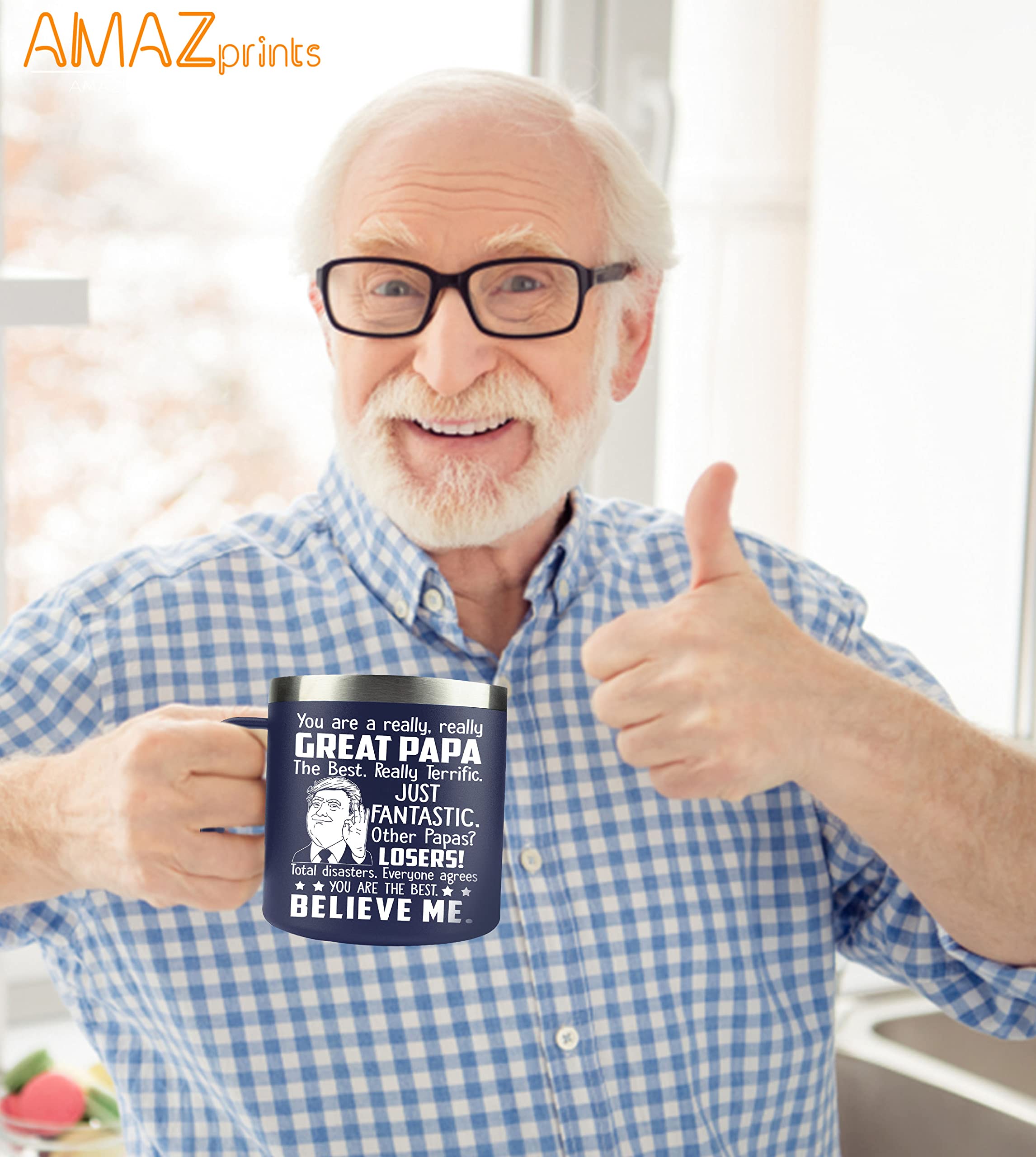 AMAZPRINTS Gifts for Dad from Daughter, Son, Kids on Fathers Day, Christmas - Papa Birthday Gifts - Gifts for Grandpa from Grand