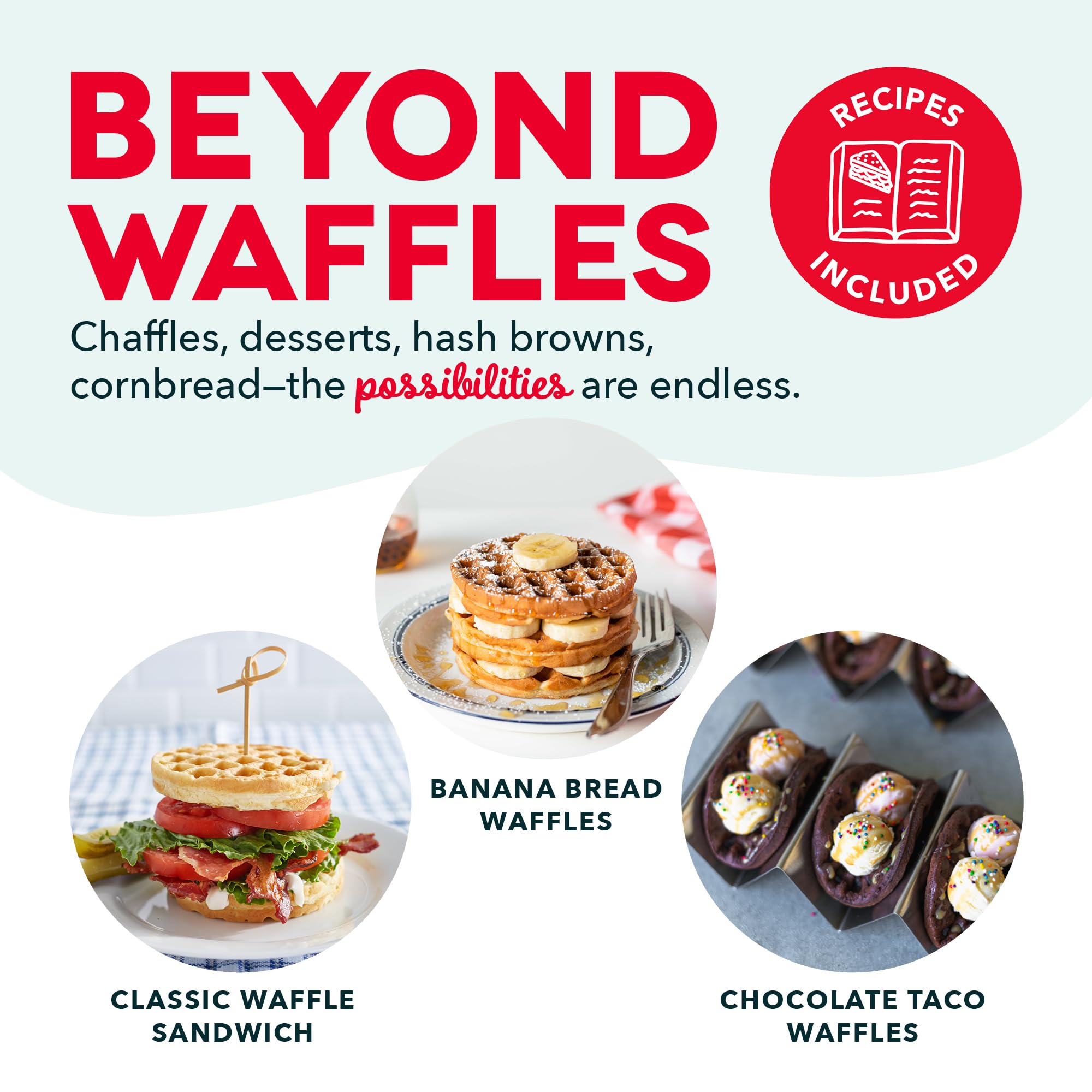 Dash Mini Maker For Individual Waffles, Hash Browns, Keto Chaffles With Easy To Clean, Non-Stick Surfaces, 4 Inch, White