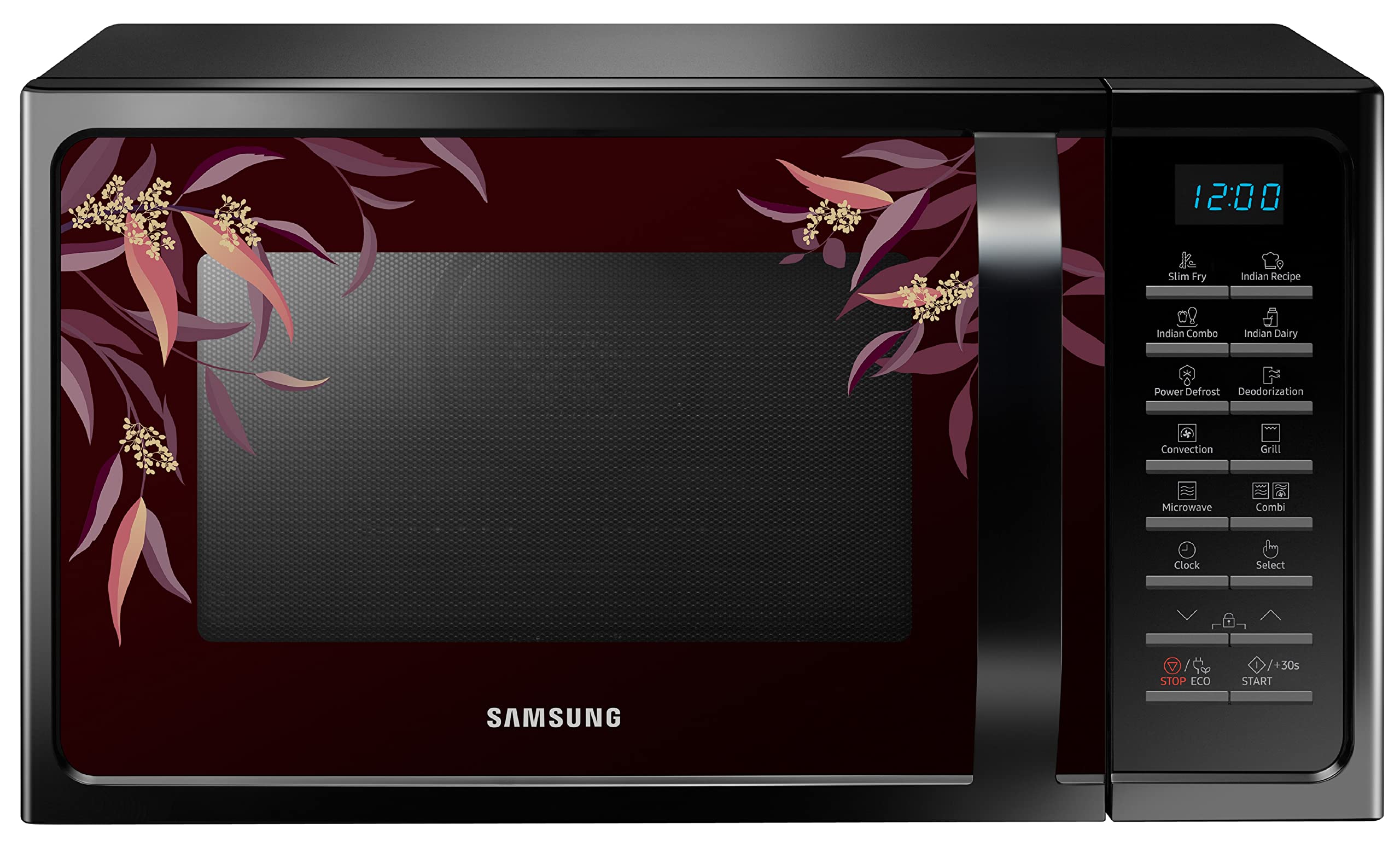 Samsung 28 L Convection Microwave Oven With Slimfry (Mc28H5025Vr/Tl, Black Delight Red Pattern)