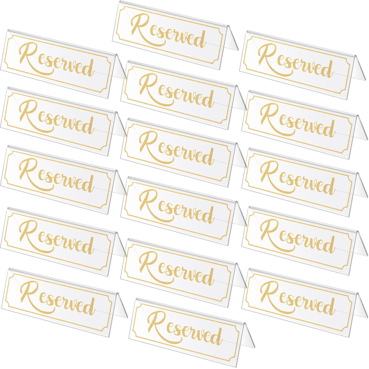 16 Pieces Reserved Sign Acrylic Clear Reserved Table Tent Signs Table Number Holders For Wedding Printed Seating Reservation Res