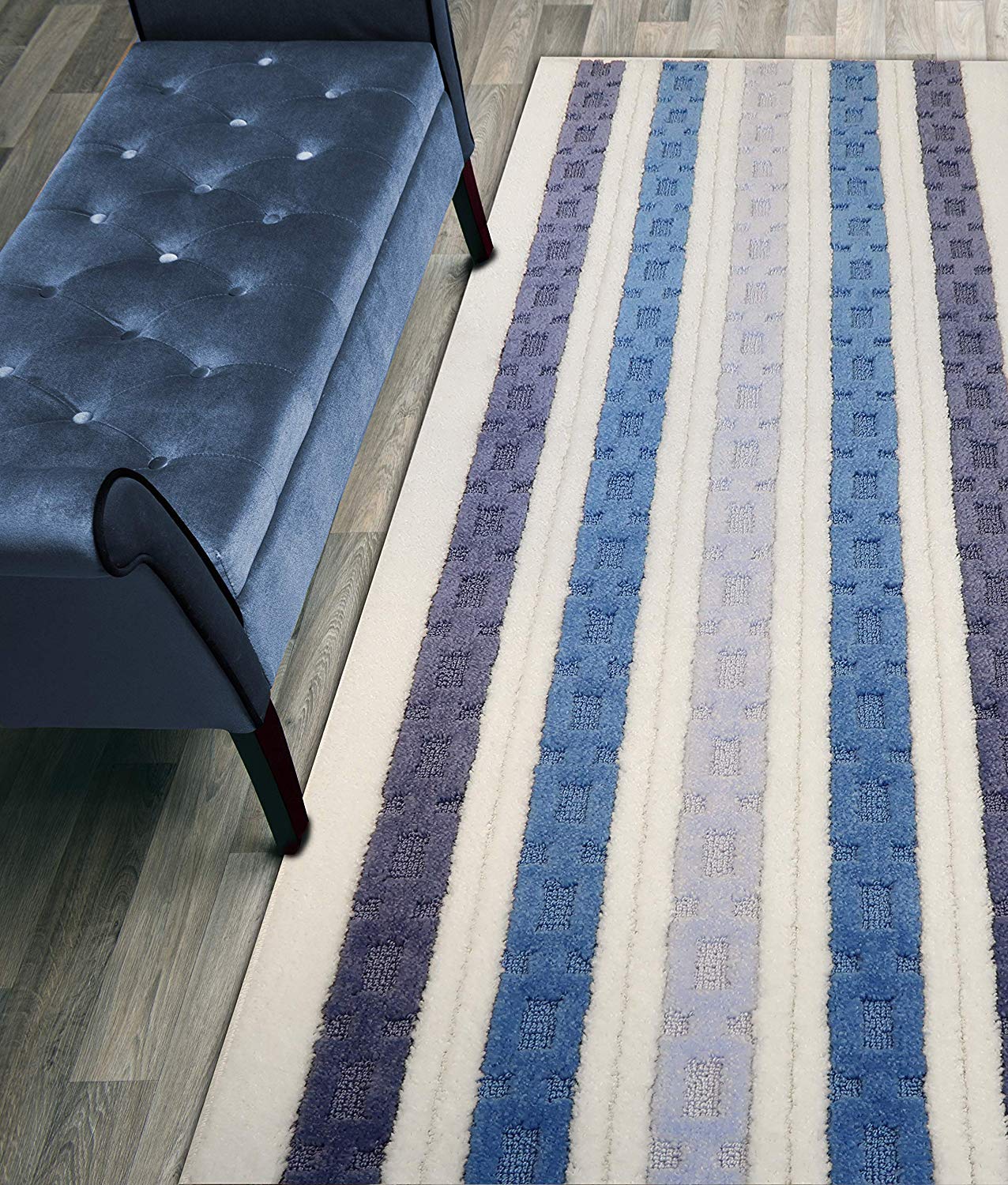 ORFA HOME Custom Length Hallway Runner Rug,Slip Resistant,Chain Blue, 26 Inch X 6 feet, Sold and Priced Per Foot