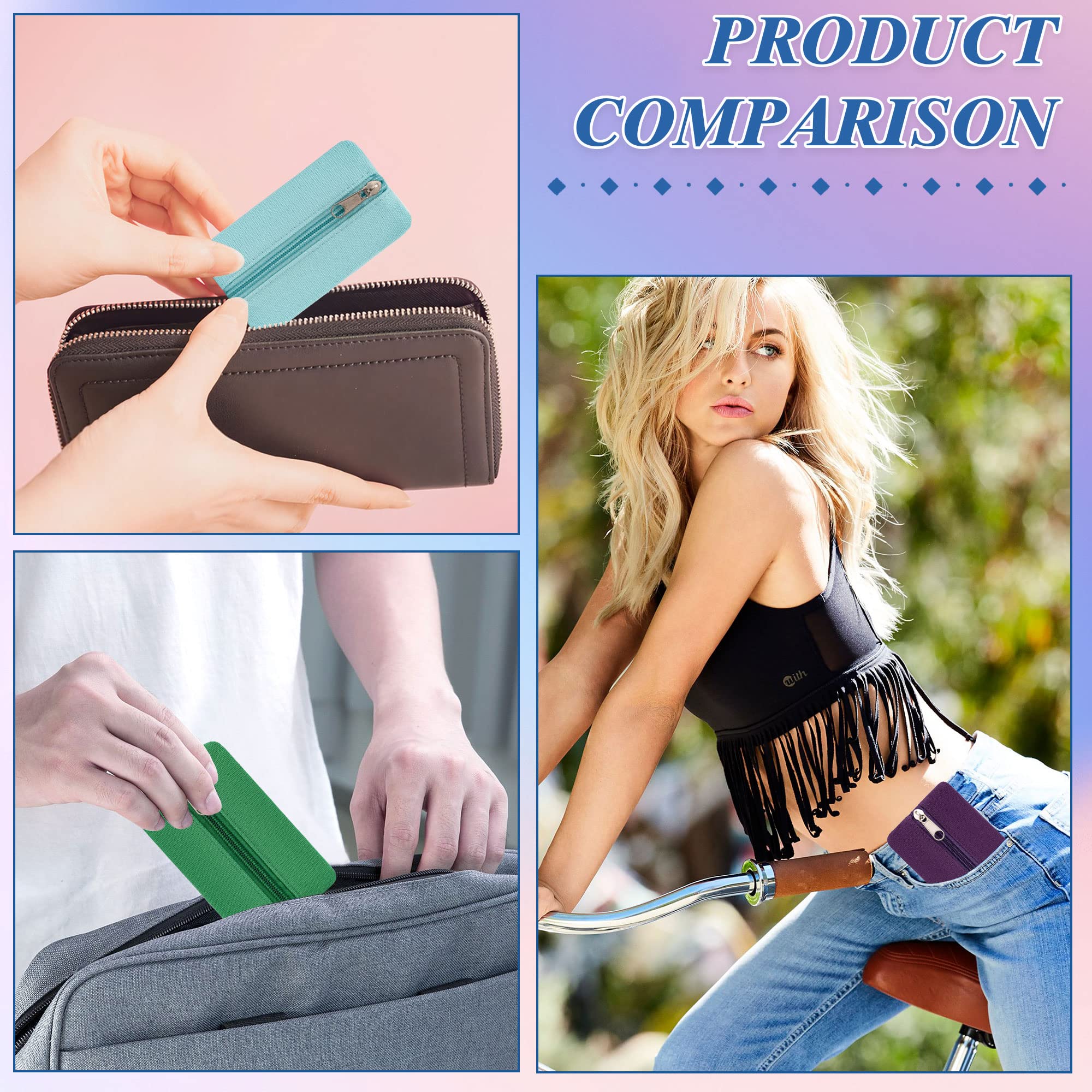 GOCOHHI Pocket Tissue Holder - Reusable Fabric Pouch for Purse, Zipper Enclosed, 5.1x3.1 Inches, Available in Sky Blue, Dark Blue, Rose