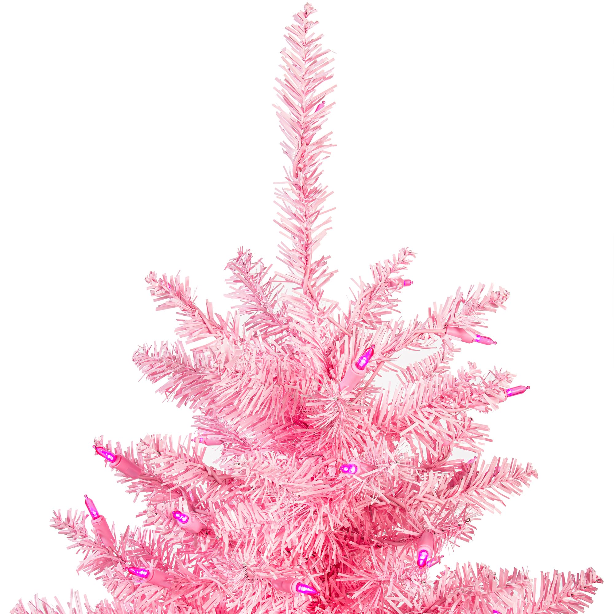 Vickerman 3' Light Pink Artificial Christmas Tree Featuring 234 PVC Tips and 100 Pink Dura-lit LED Italian Style Lights on Pink