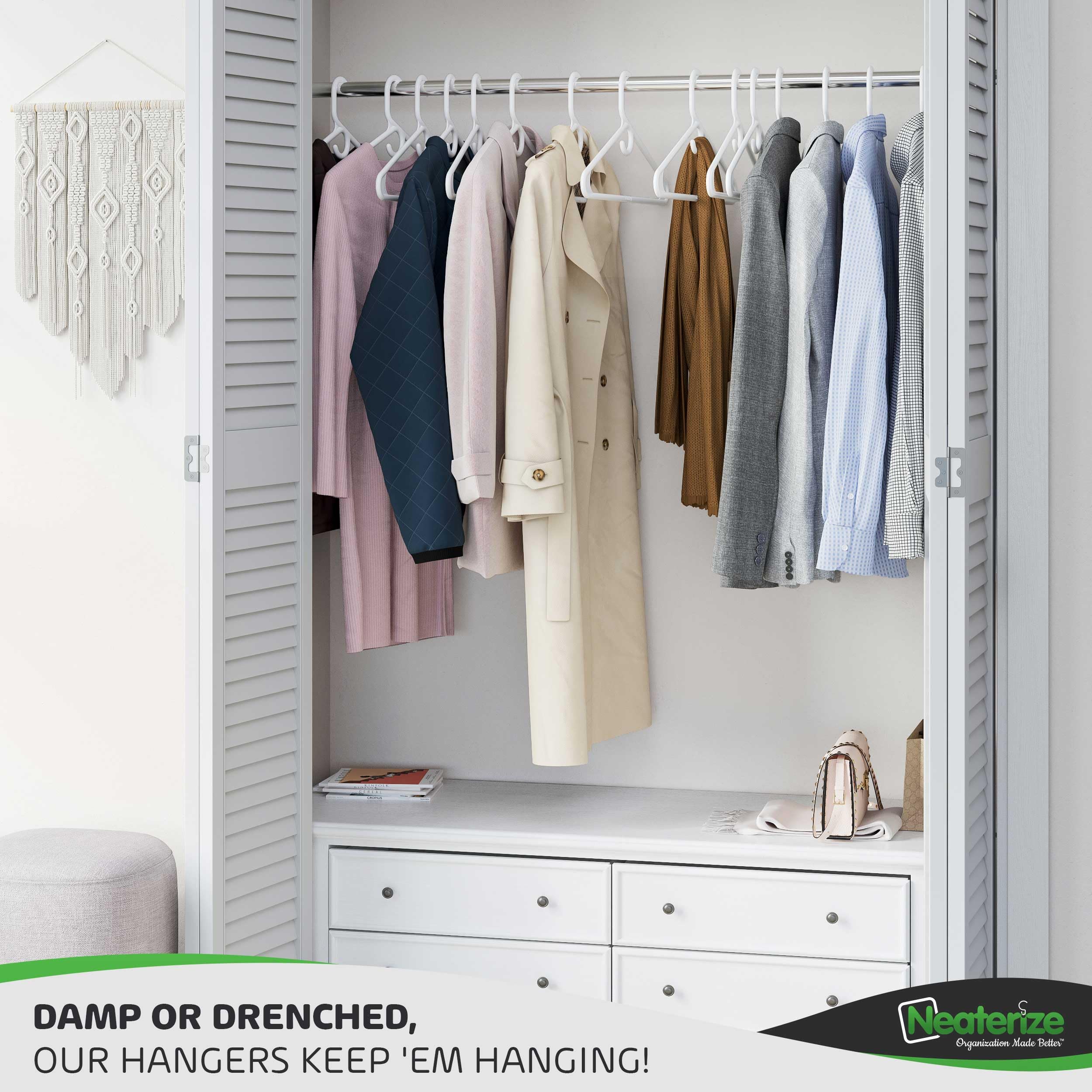 Ultra Heavy Duty Plastic Clothes Hangers - White - Durable Coat, Suit And Clothes Hanger. Perchas De Ropa (38 Pack - White)