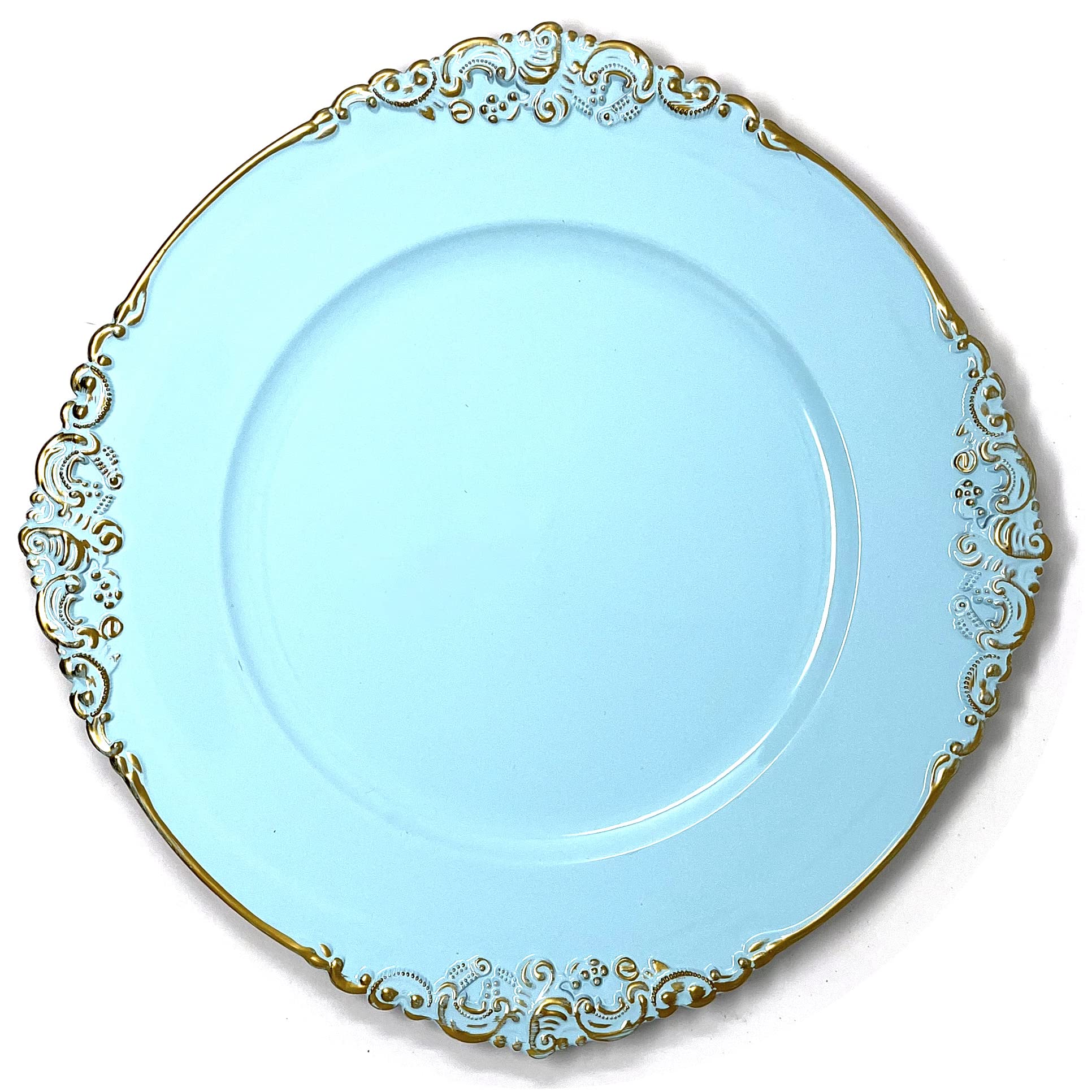 Allgala 13-Inch 48-Pack Heavy Quality Round Charger Plates-Floral Turquoise-Hd80882