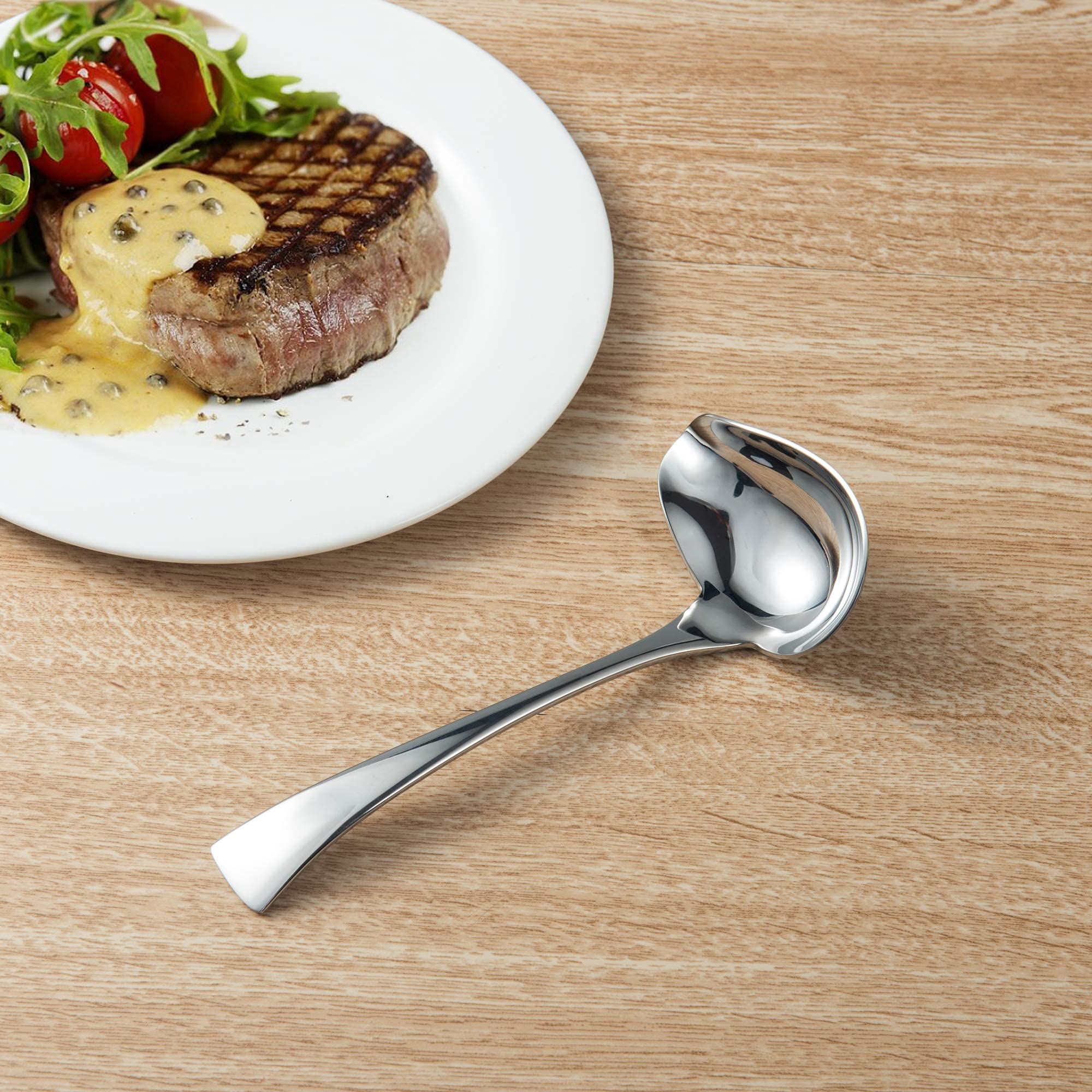 Imeea Small Sauce Ladle With Pouring Spout 18/10 Stainless Steel Sauce Drizzle Spoon, 7Inch