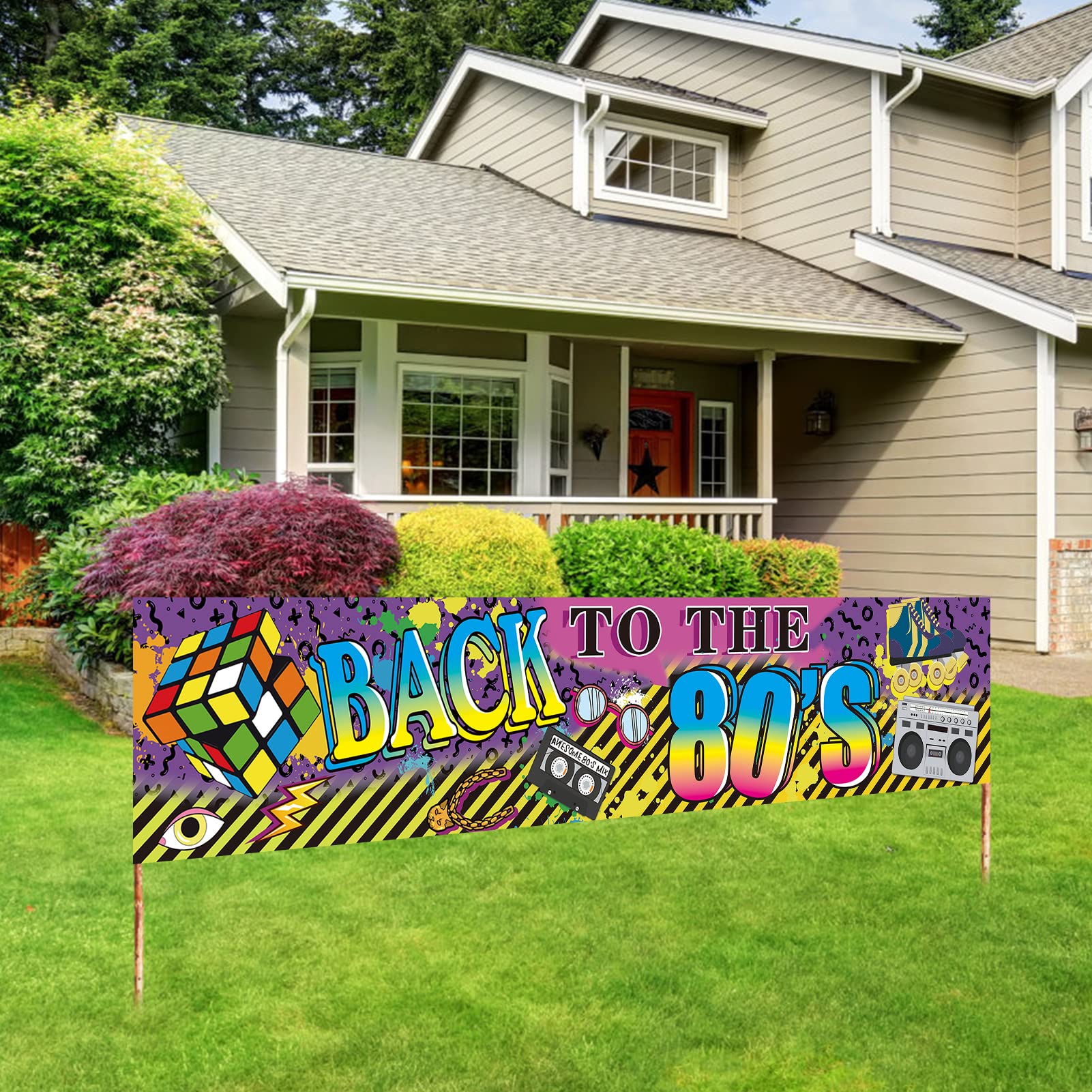 Yoaokiy 80S Party Decorations Back To The 80S Banner Backdrop, 1980S Hip Hop Graffiti Party Supplies, Throwback 80S Birthday Par