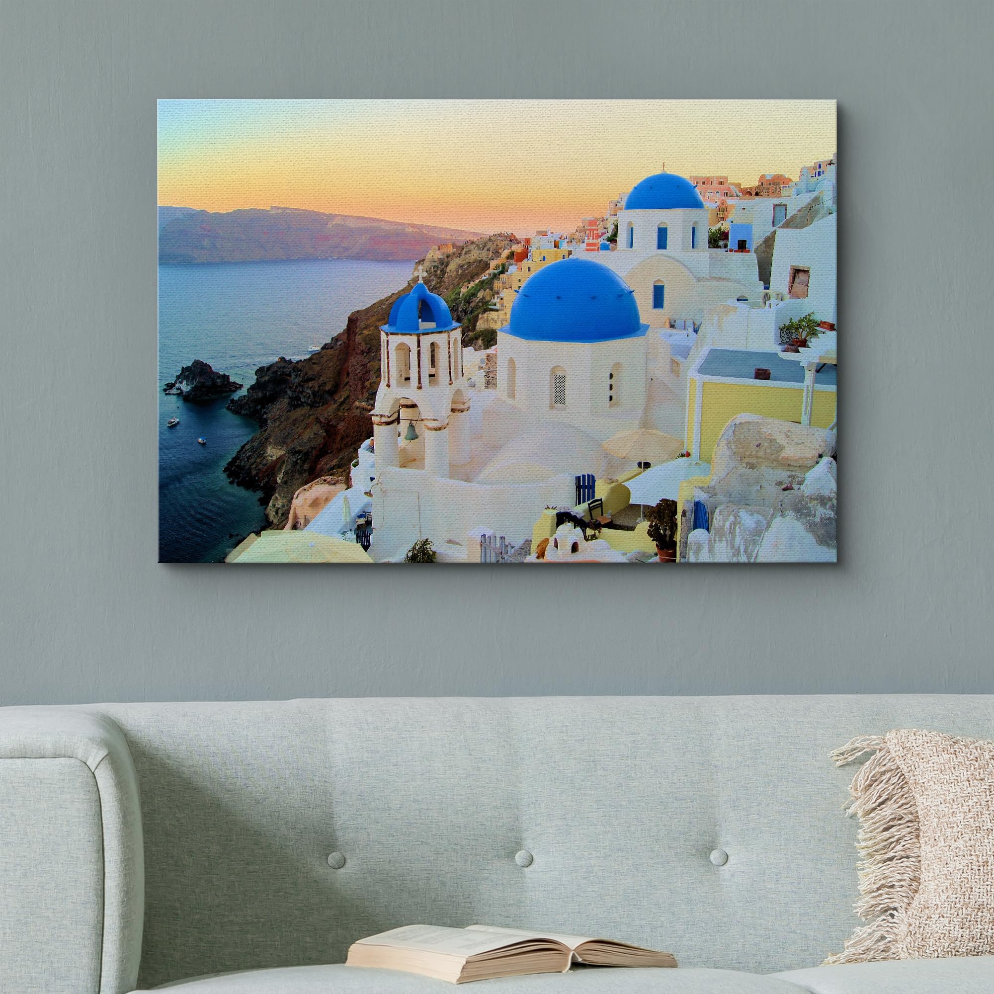 Wall26 Canvas Print Wall Art View Of The Blue Dome Churches Of Santorini, Greece Cities Wilderness Photography Realism Chic Land