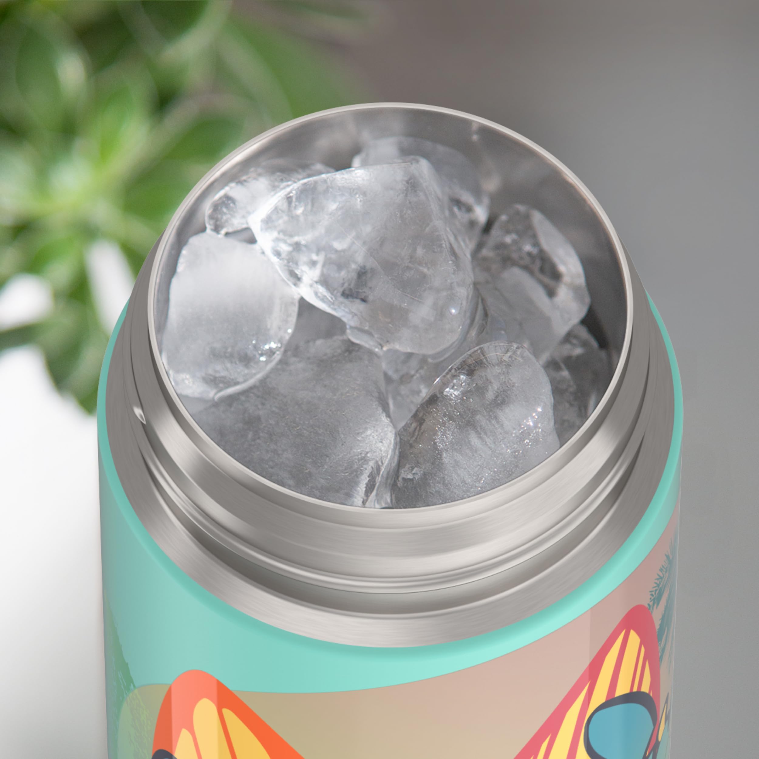 Thermos Funtainer 16 Ounce Stainless Steel Vacuum Insulated Bottle With Wide Spout Lid, Stitch