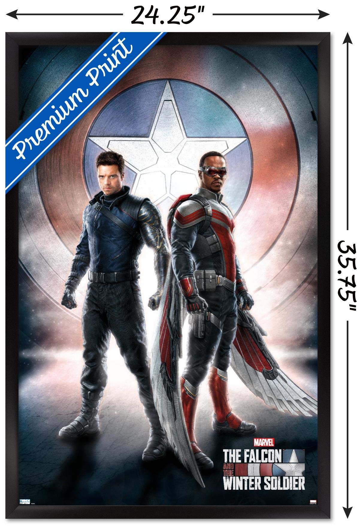 Trends International Marvel Television - Falcon And Winter Soldier - One Sheet Wall Poster, 22.375'' X 34'', Black Framed Versio
