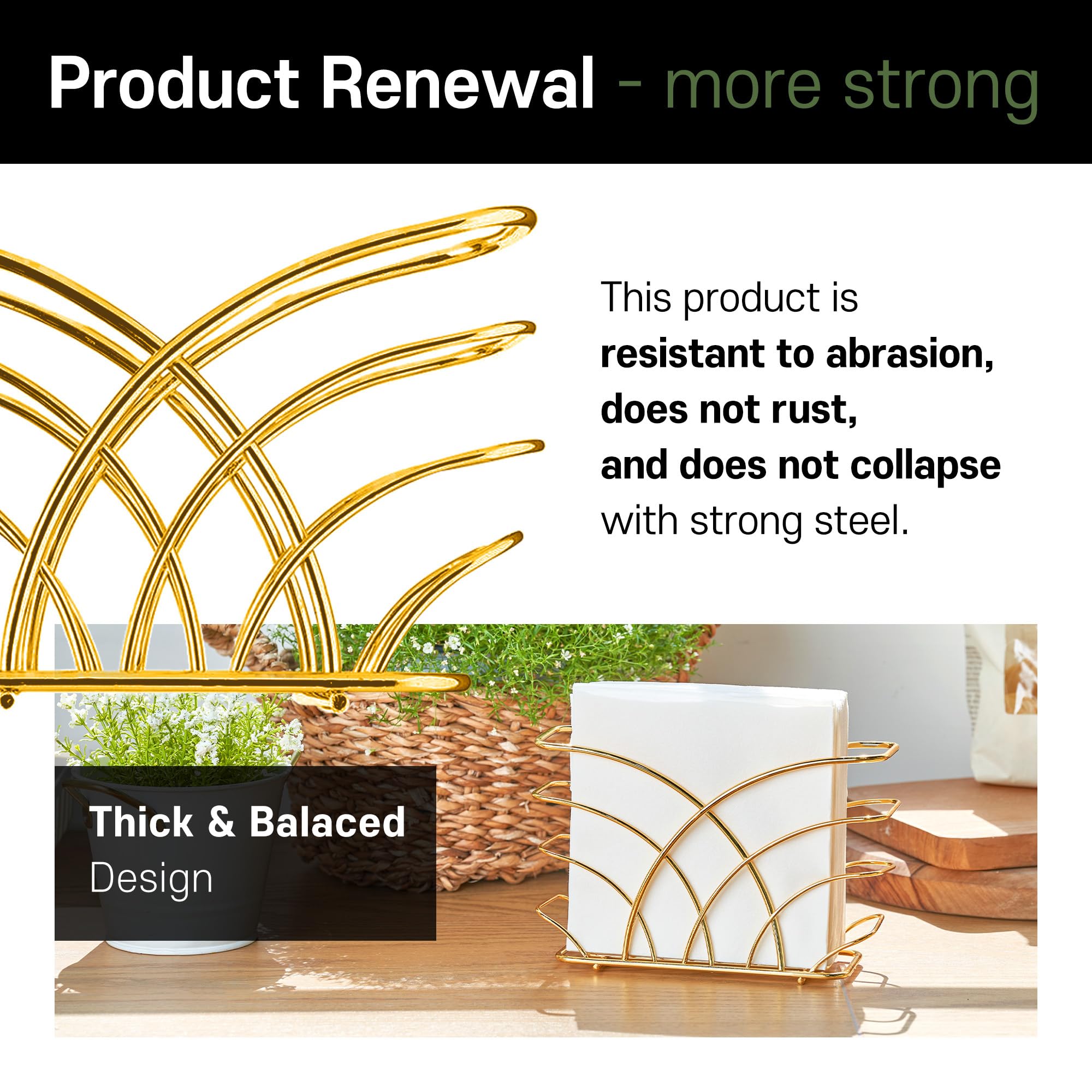 Gold Napkin Holder - Luxurious Metal Napkin Holder For Table, Kitchen & Dining Decor, Elegant Gold Kitchen Accessories And Table