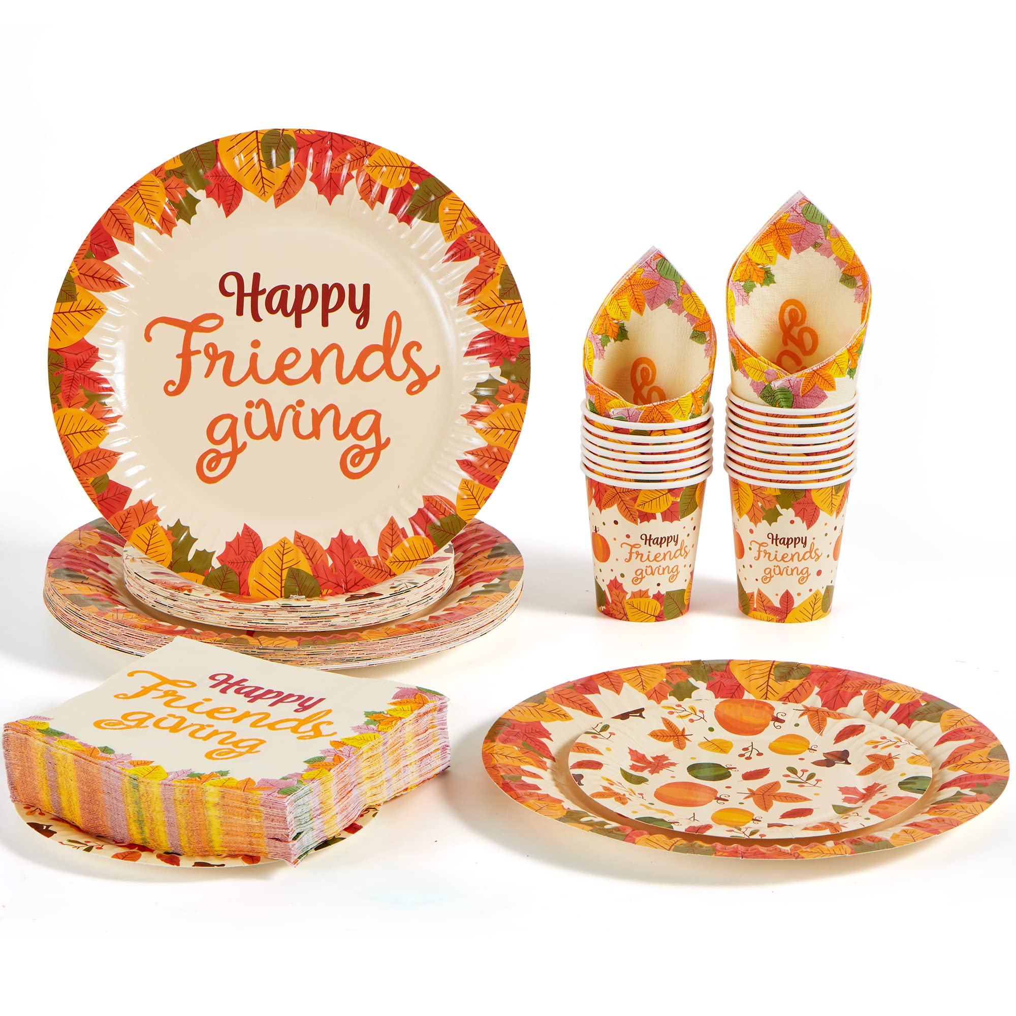 Joyin 120 Pcs Thanksgiving Disposable Dinnerware Dinner Plate, Thanksgiving Paper Plates And Napkins Sets, Thanksgiving Party Fa