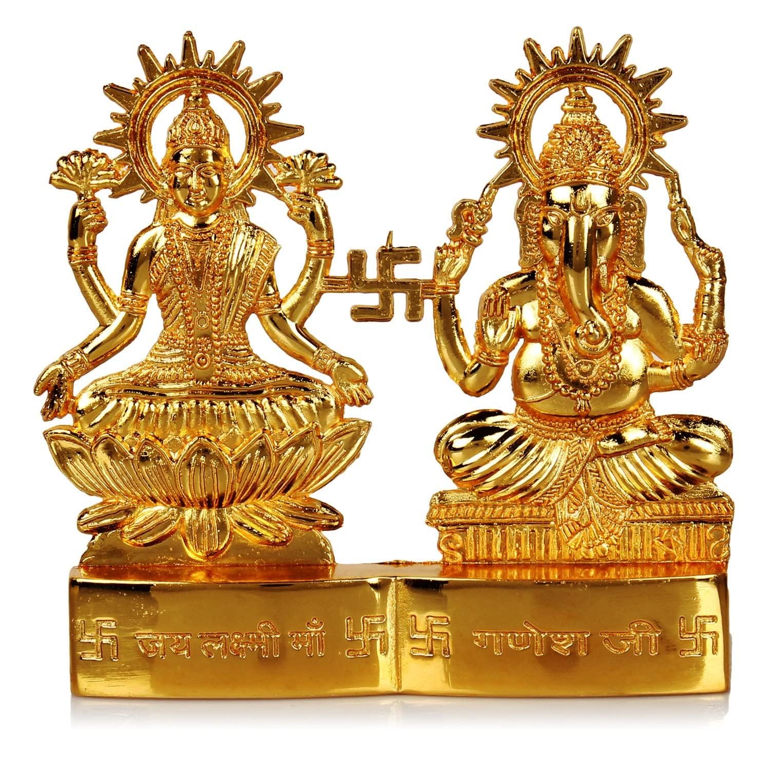 Ani Divine Elegant Metal Laxmi Ganesh Idol Murti For Diwali, Home Puja, Blessings, Prosperity