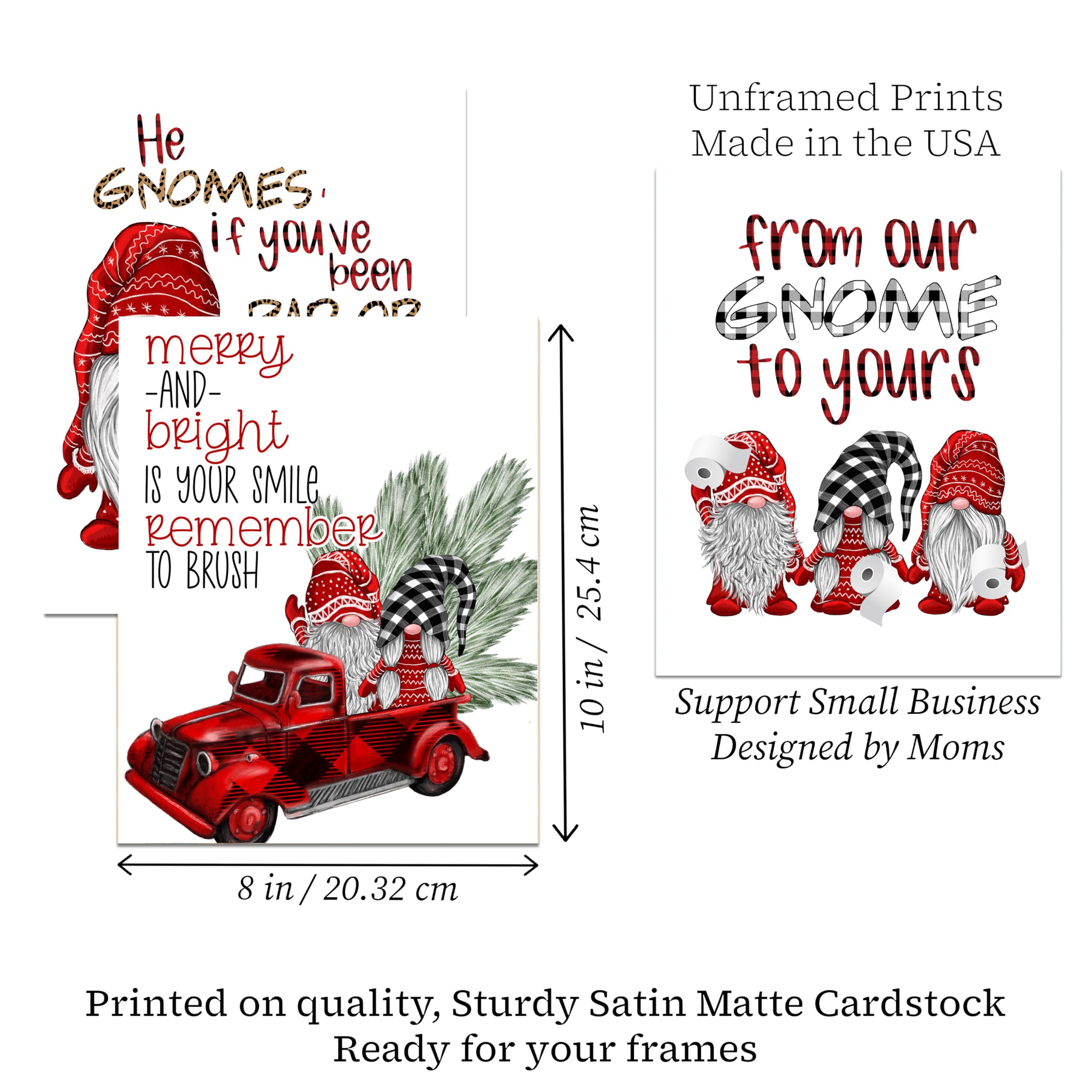 Gnome Buffalo Plaid Bathroom Bath Christmas Art Print Wall Decor Decoration Red Black Picture Hanging Poster