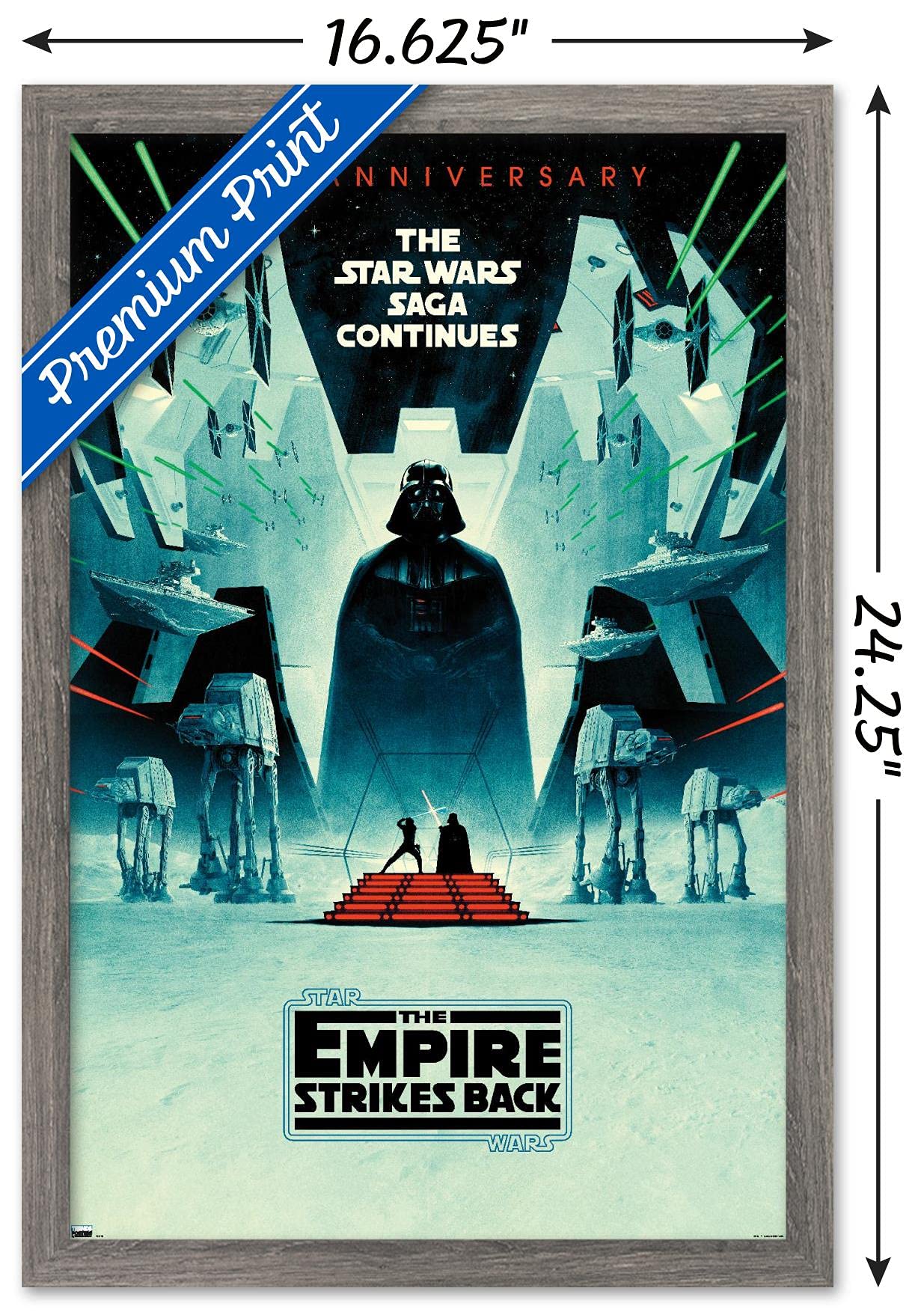 Trends International Star Wars: The Empire Strikes Back - 40Th Anniversary Wall Poster, 14.725'' X 22.375'', Barnwood Framed Ver