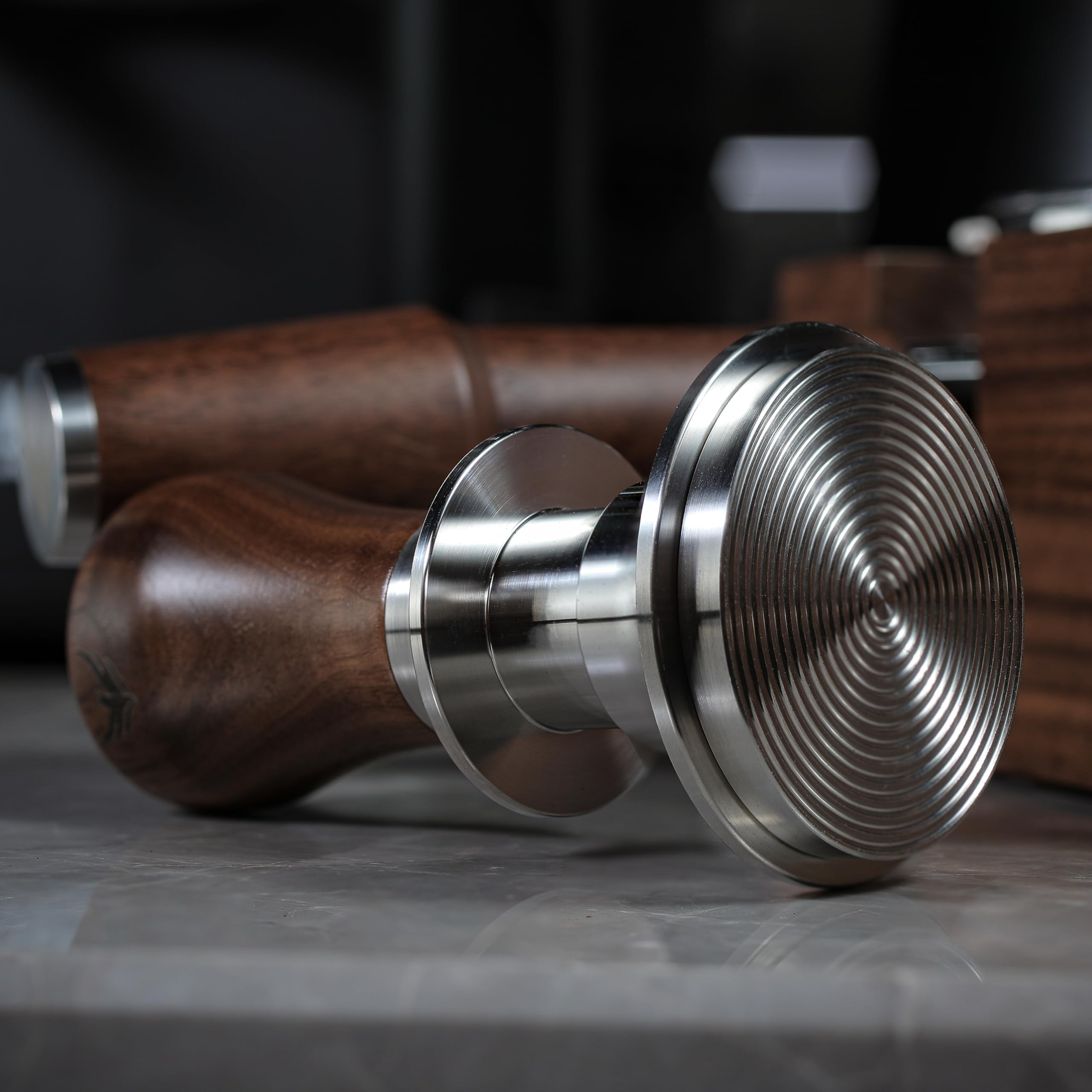 Knodos Calibrated Espresso Tamper 58Mm Walnut, Auto-Leveling And 30Lb Spring Loaded Design Stainless Steel Ripple Base Coffee Ta