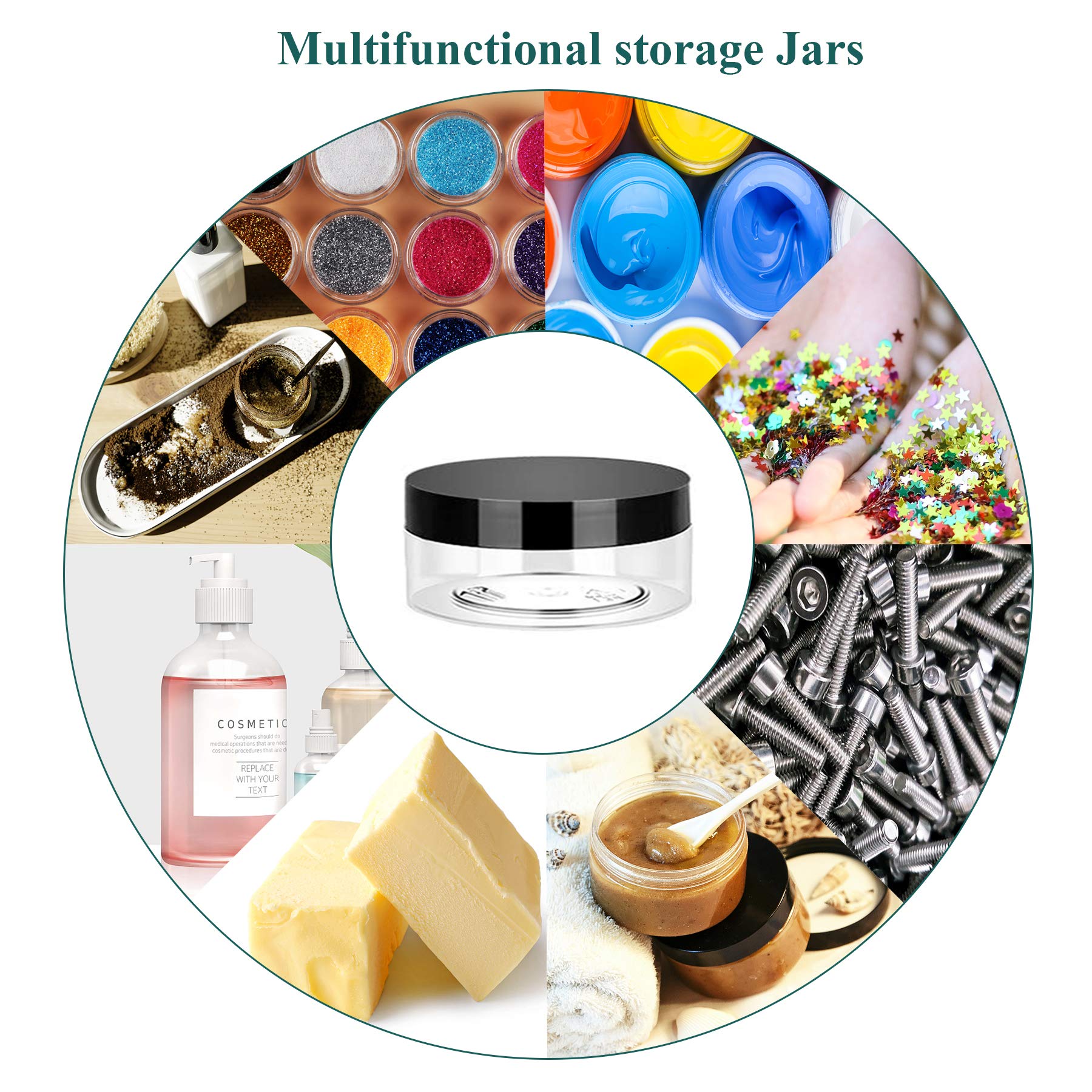 Hajoyful 2Oz Plastic Jars With Lids 36Pcs Small Cosmetic Slime Containers Clear Travel Round Jars Empty Sample Containers Leak P