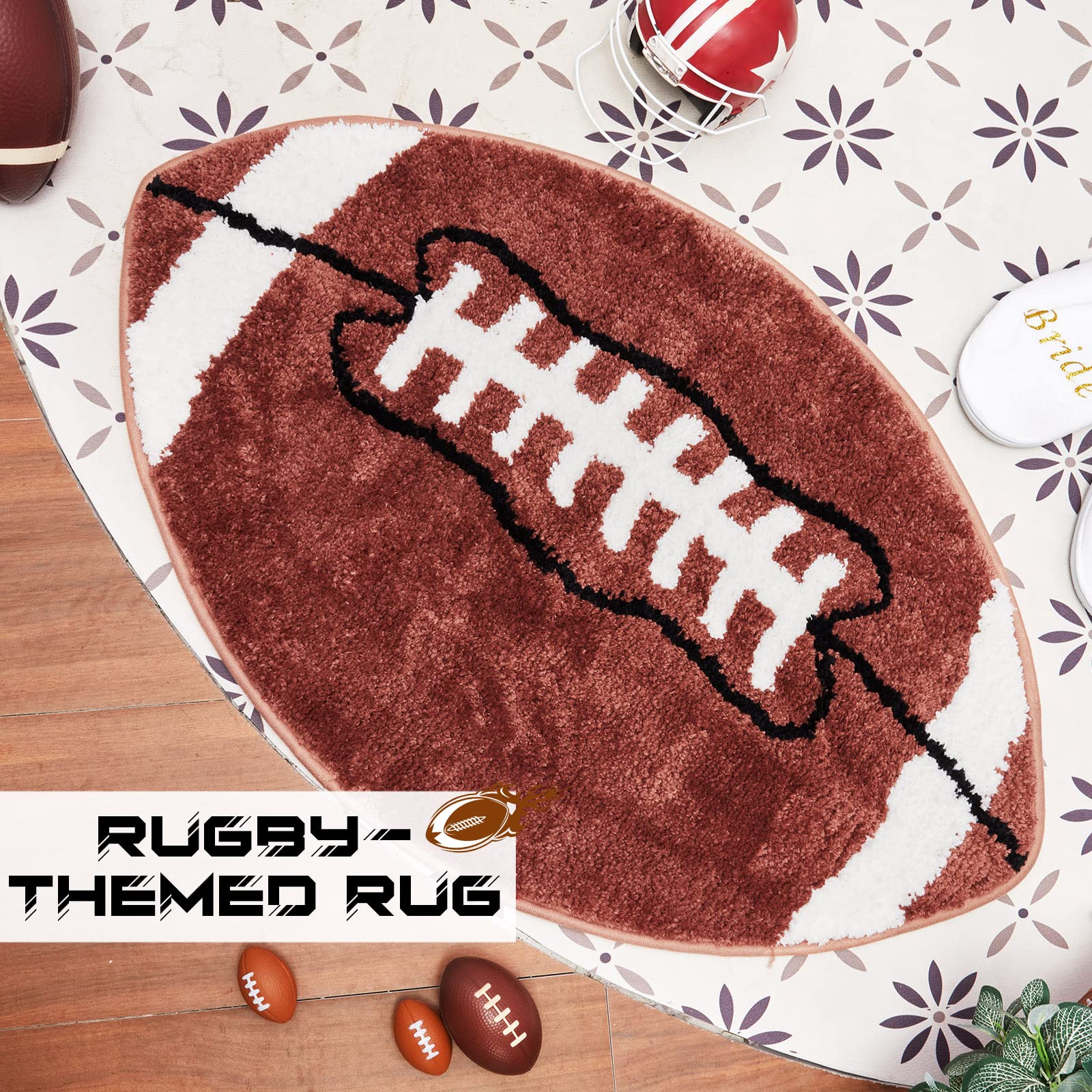 Football Bathroom Rugs Sports Bath Mat Football Rug For Men Boys Bedroom Football Area Rug Mat Comfort Non Slip Carpet For Bathr