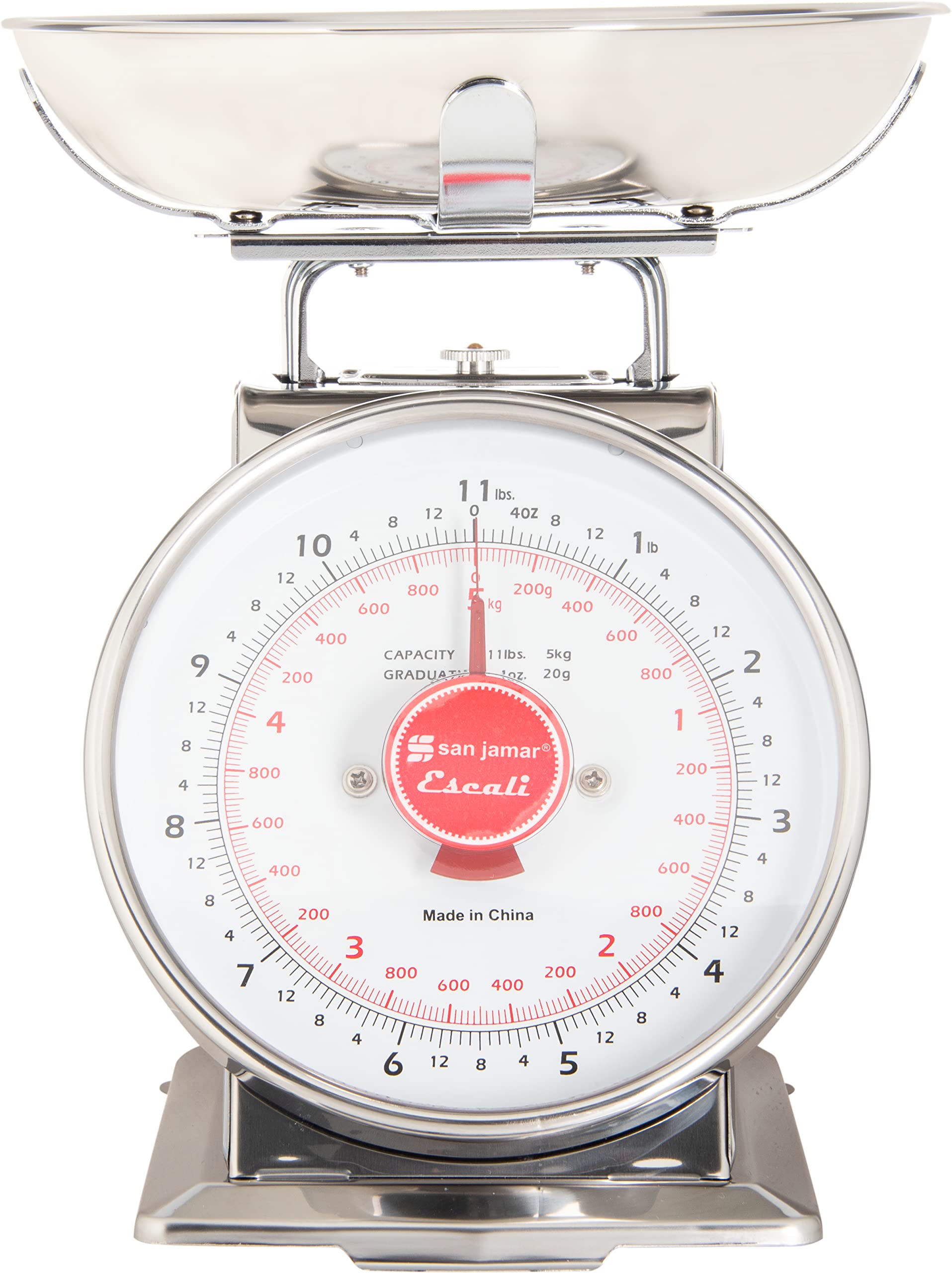 San Jamar Escali Stainless Steel Mechanical Dial Scale with Bowl  Silver