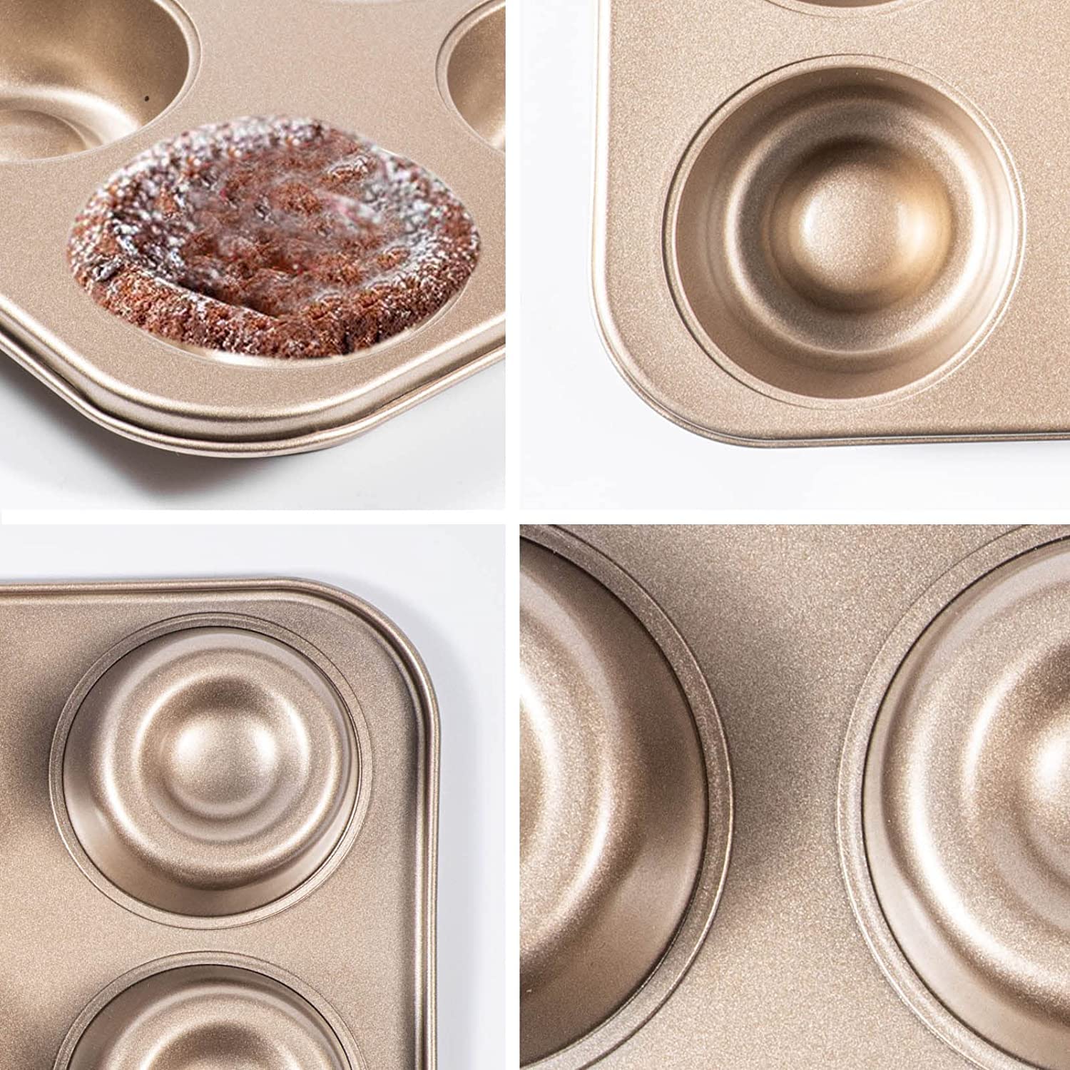 Yomvzake Brownie Bowl Pan 2 Pack, 6 Cavity Mini Round Cake Pan Cantinflas Cake Mold 3 Inch Shortcake Pan Tea Cake Pan Small Lava