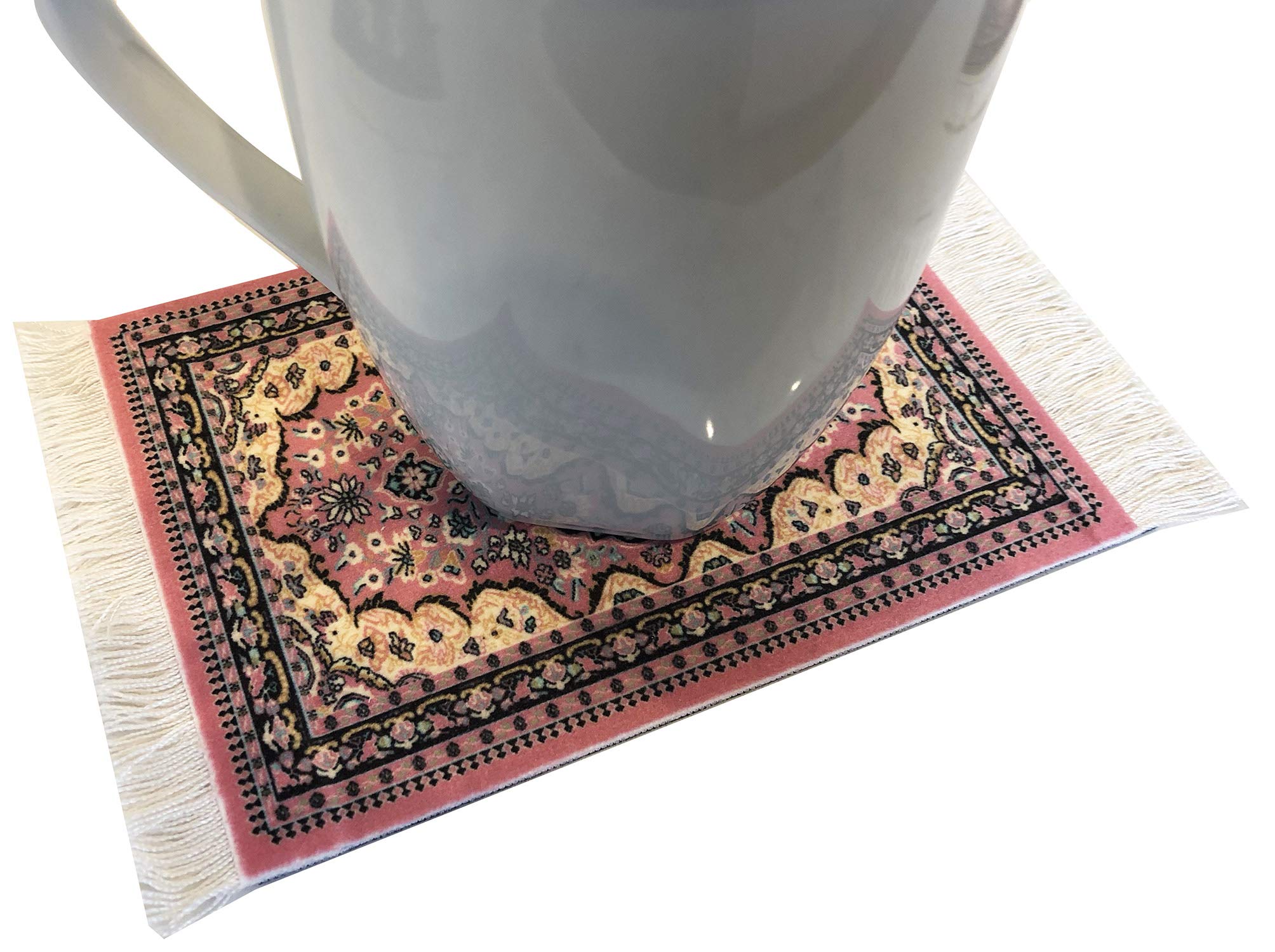 Rug Coasters, Set Of 4 Turkish Carpet Style Table Drink Mats, Absorbent Kitchen And Dining Accessories, Spill & Drip Protection,