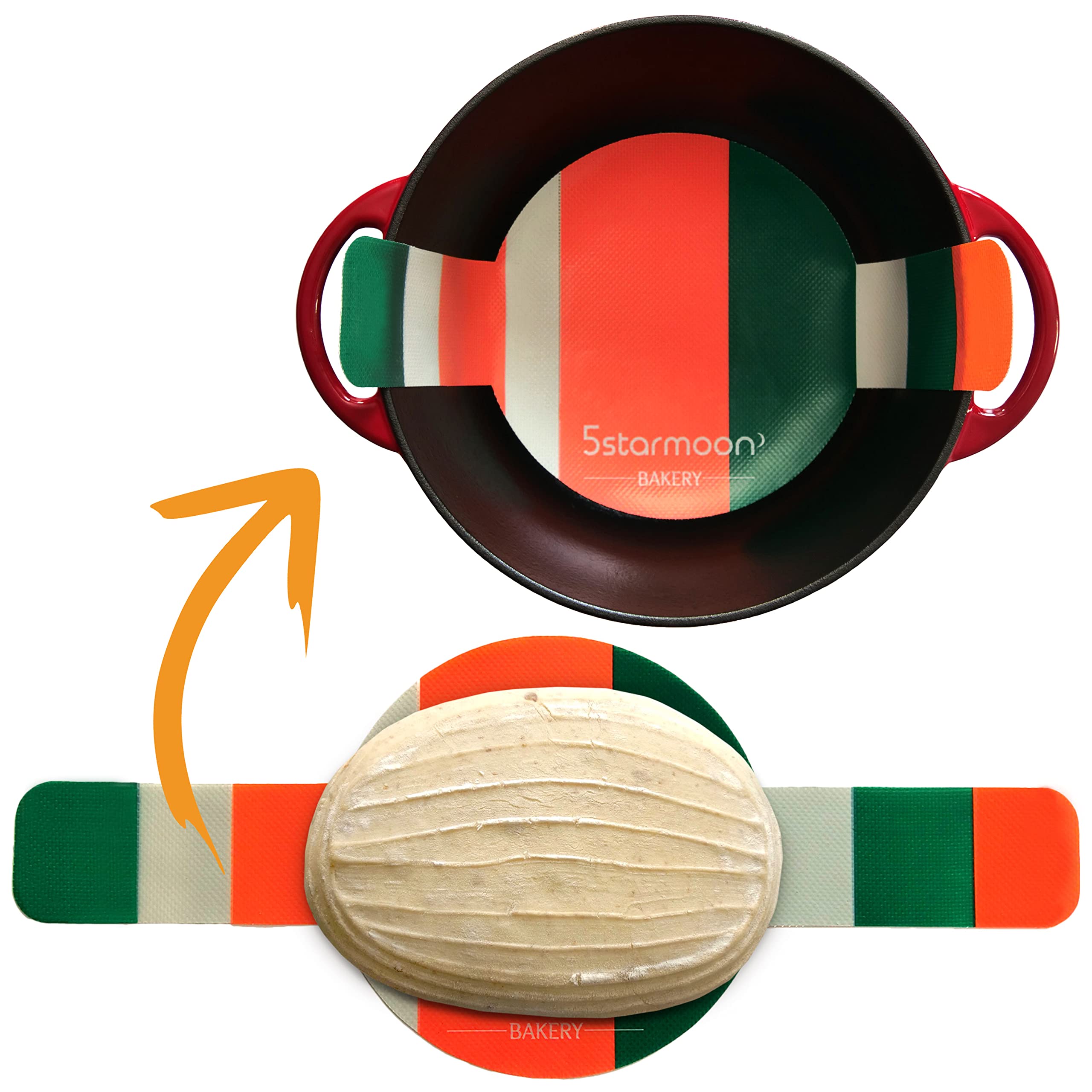 1 Silicone Bread Sling Dutch Oven Liner - Extra Thick Non-Stick Reusable Silicone Sourdough Bread Baking Mat With Long Handles -