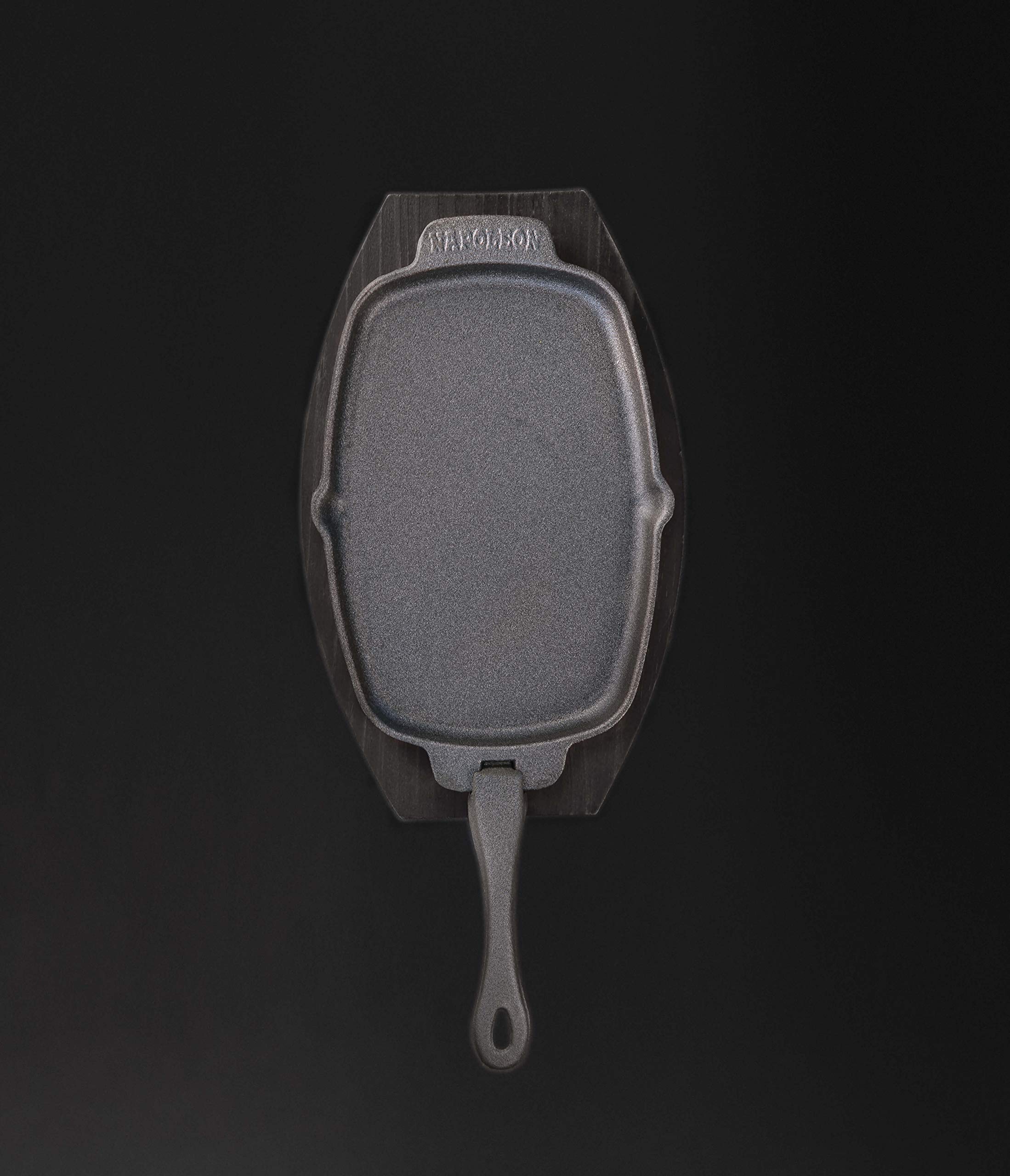 Napoleon Bbq Grill Accessory - Cast Iron Sizzle Platter - 56008 - Wooden Platter For Serving, Use On Side Burner, Use In Oven, U