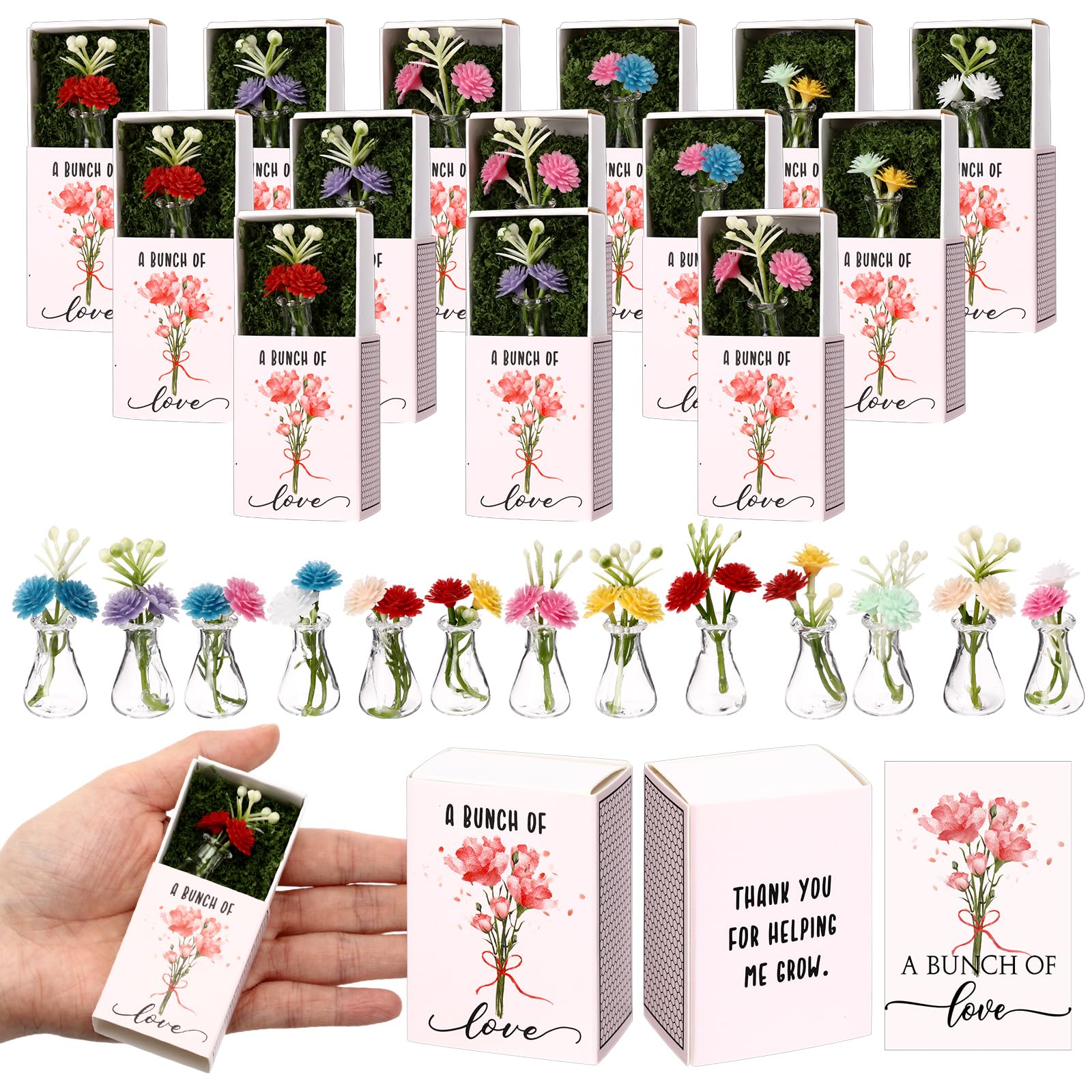 36 Sets Employee Appreciation Gifts Bulk for Coworkers Mini Bud Vase Flower Christmas Thank You Gifts Emotional Support Box Brea
