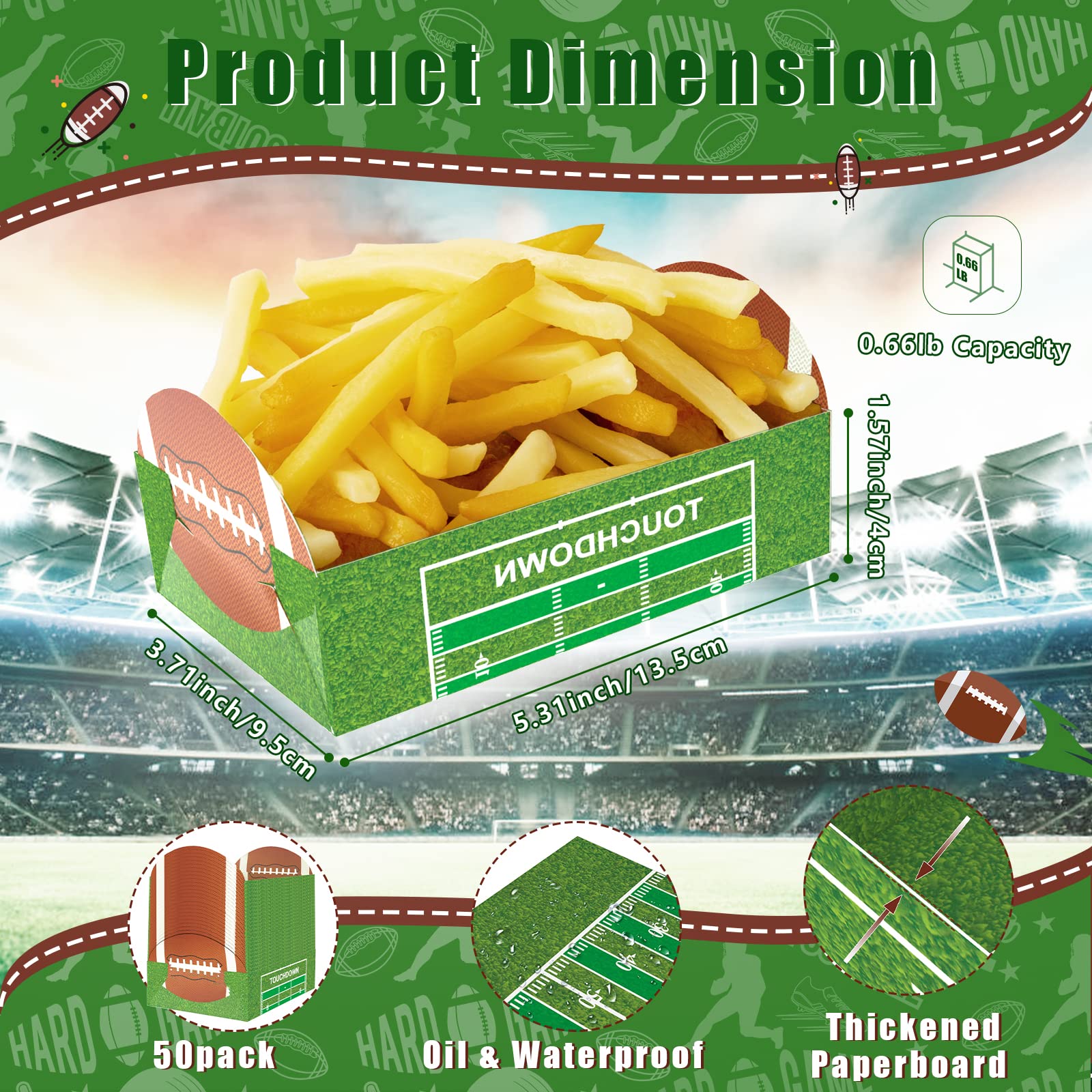 100 Pack Football Party Paper Food Trays, Football Party Disposable Food Serving Paper, Football Party Food Boats Hot Dog Trays