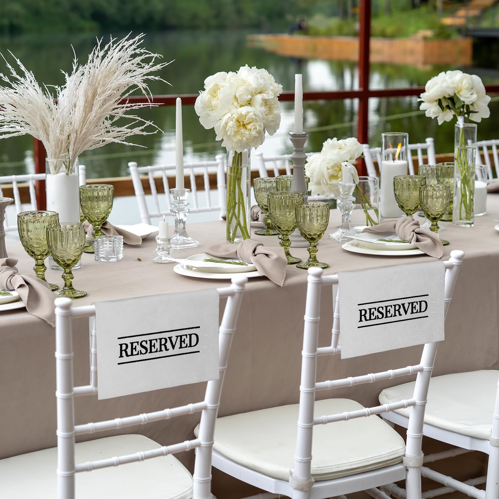 Buryeah Reserved Chair Signs Church Pew Reserved Sign Seating Placeholder with Printed Words for Weddings Parties Celebrations R