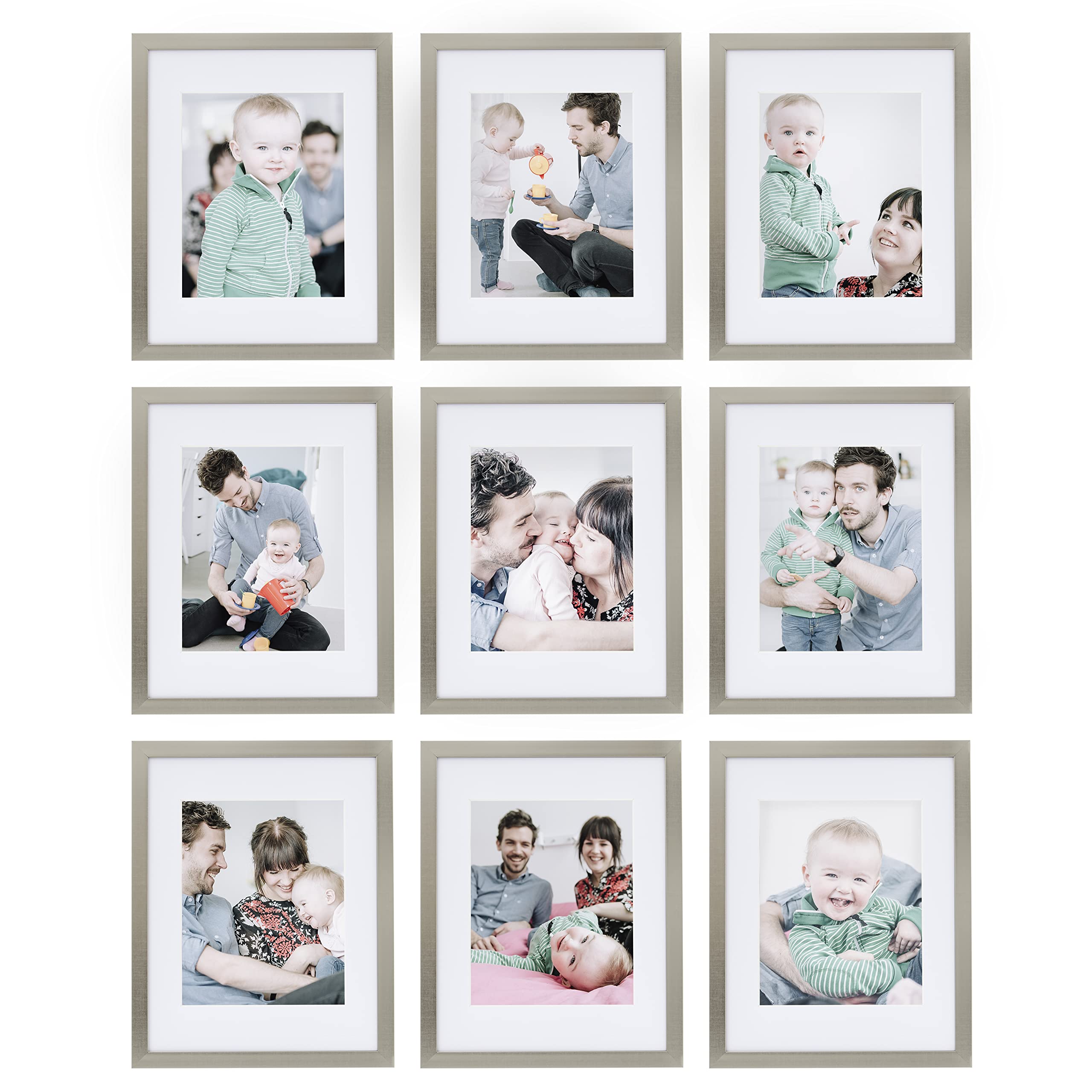 Sheffield Home 9 Piece Gallery Wall Frame Set, 11x14 Inch, Silver