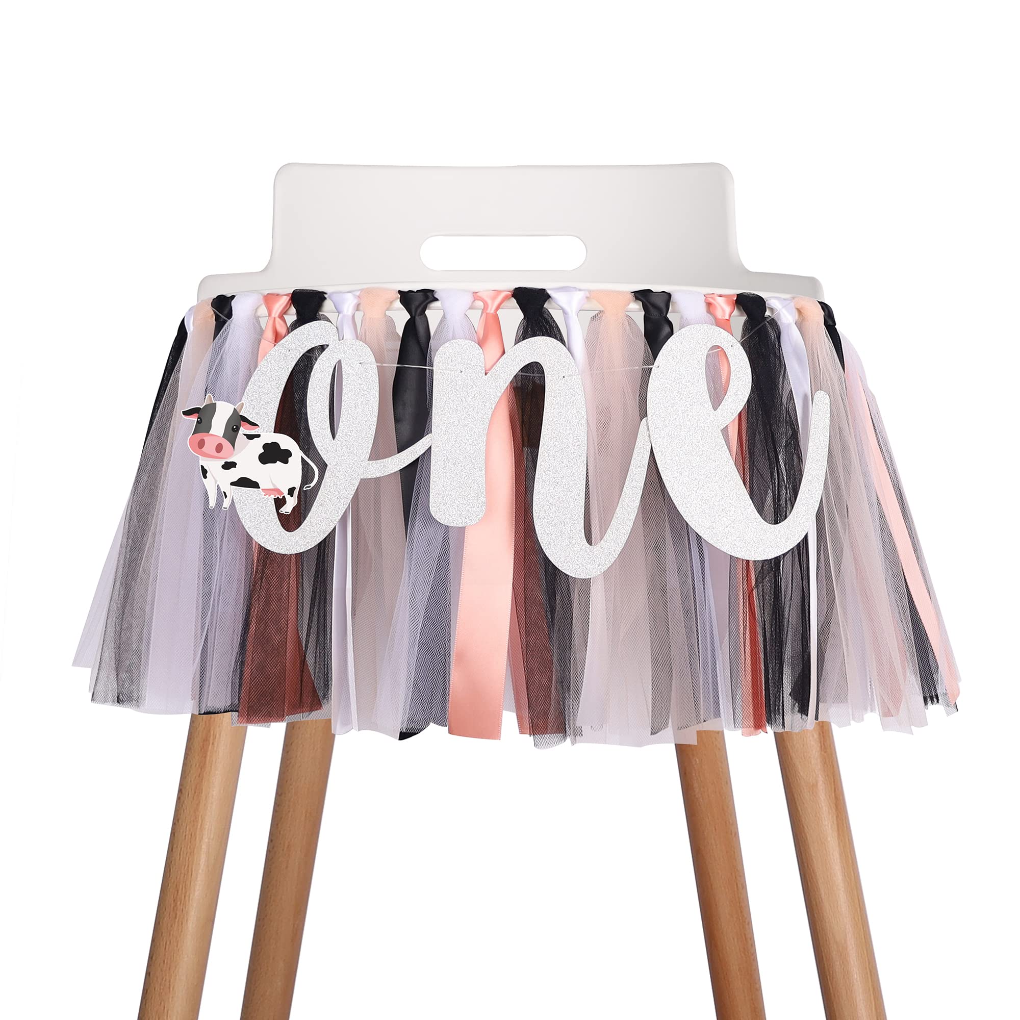 Holy Cow I'M One Banner Birthday Decorations Girl - 1St First Highchair Birthday Banner, High Chair Fabric Garland Party Supplie