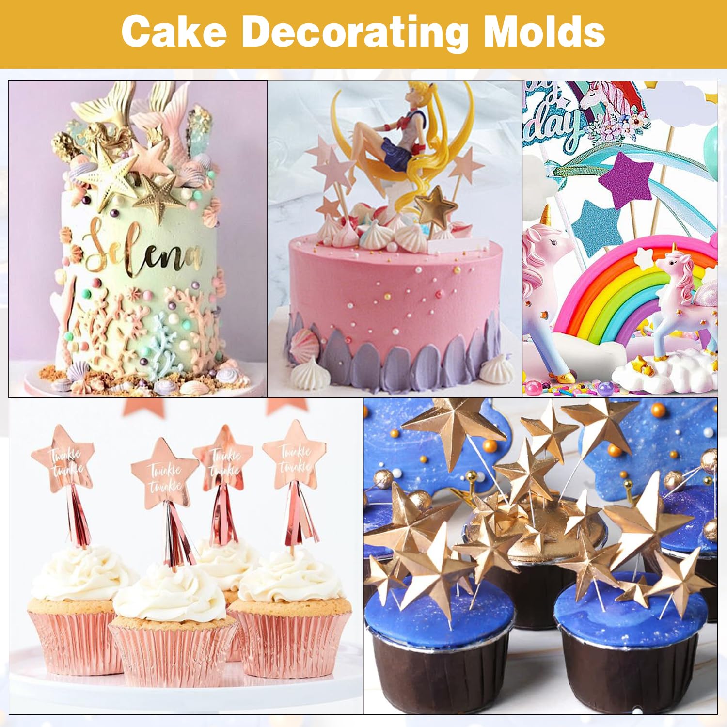 Star Silicone Fondant Mold Chocolate Mold For Sugarcraft, Candy Mold, Cupcake Topper, Polymer Clay,Crafting Projects-Small
