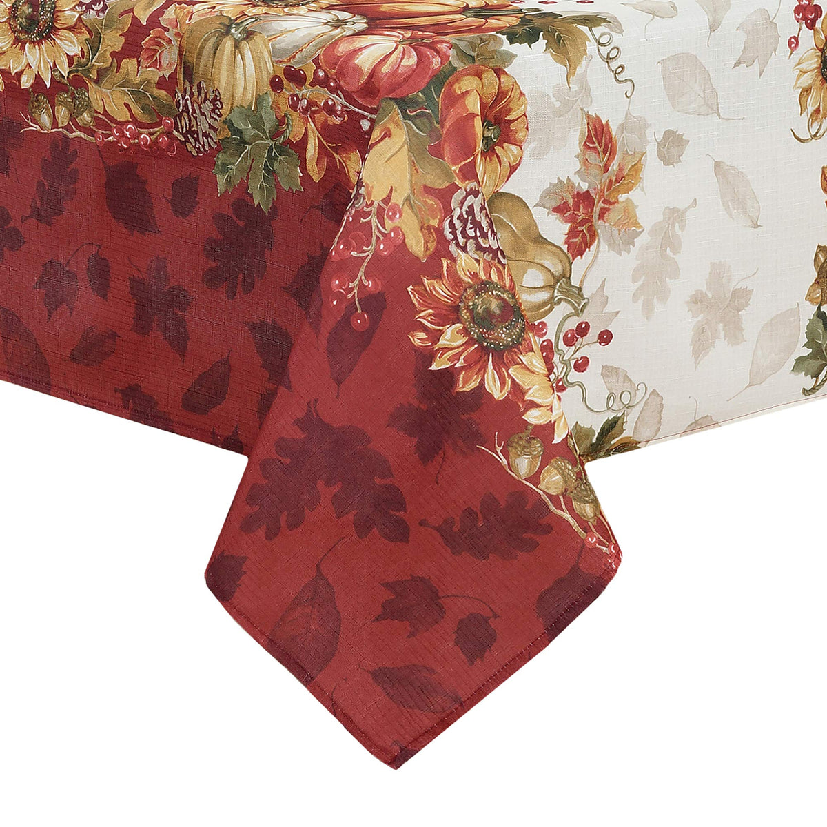 Elrene Home Fashions Swaying Leaves Bordered Fall, Seasonal And Holiday Tablecloth, 60'' X 120'' Oblong/Rectangle, Multi