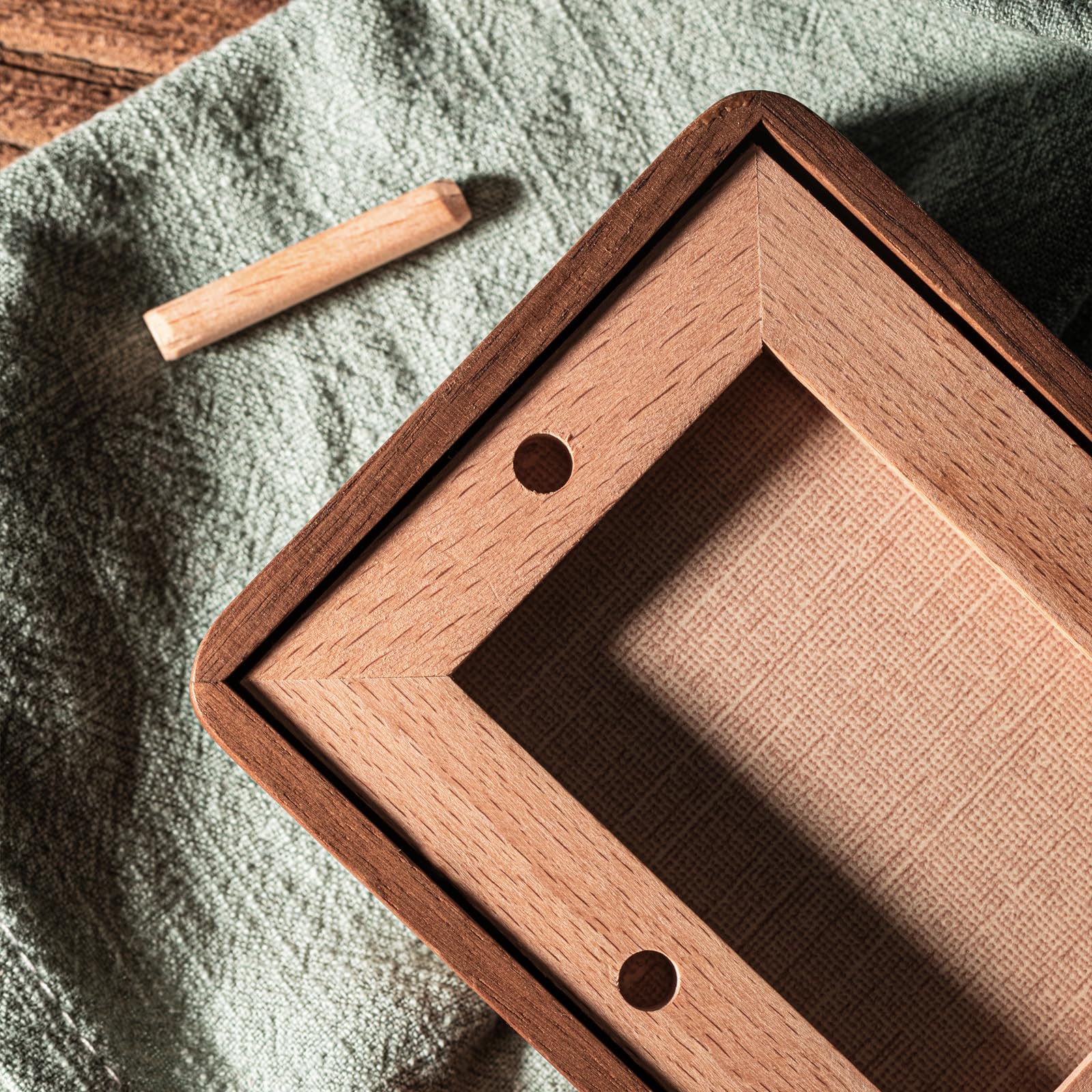 Youncewooder 3x4 Picture Frame with 2x3 Mat - Natural Walnut Wood small Rustic Frame, Wall & Tabletop Display for Family Photos