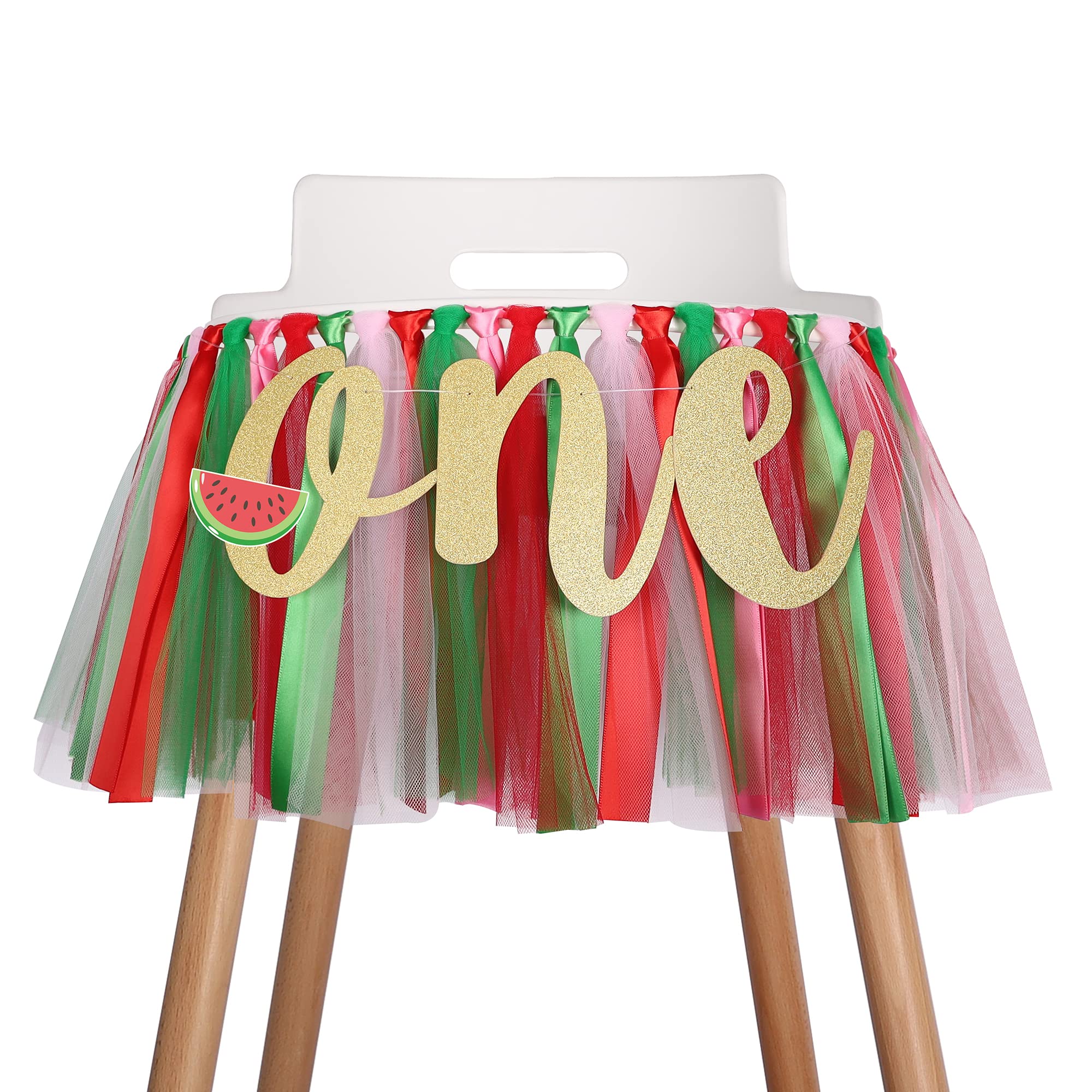 Watermelon Highchair Banner For Baby - Party Theme Pull Flag, High Chair Fabric Garland, 1St First Birthday Banner, Photo Props,