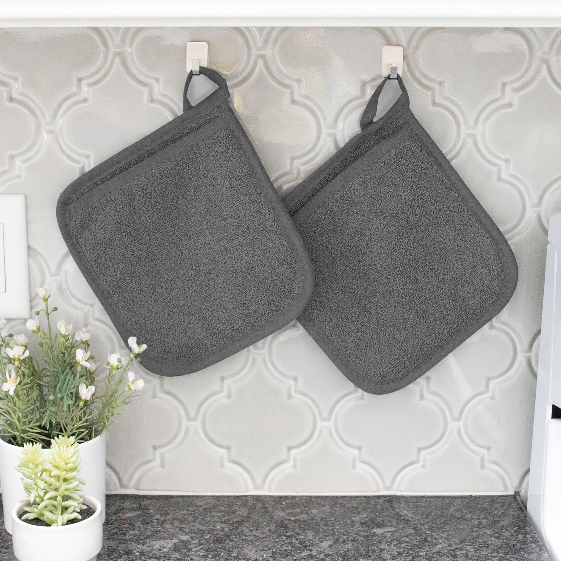 Ritz Terry Pocket Mitt & Hot Pad: Unparalleled Heat Resistant  Durable 100% Cotton - Ergonomically Designed for Optimal Grip - Easy-Care Machine Washable  Perfect for Your Kitchen - Graphite  2-Pk