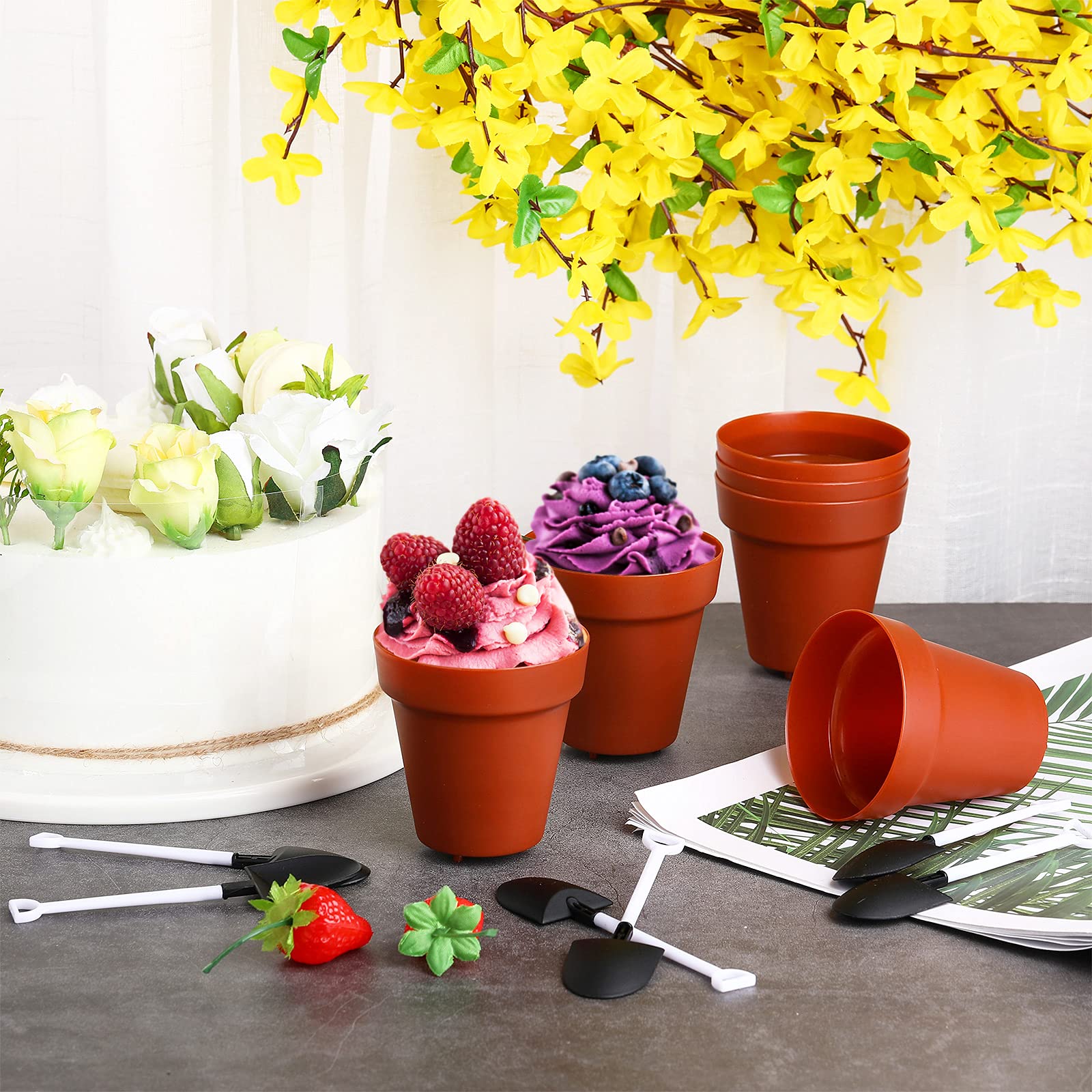 Patelai 50 Set Plastic Dessert Cups With Shovel Spoons, Flowerpot Cake Desserts Cups For Construction Birthday Party Supplies, I
