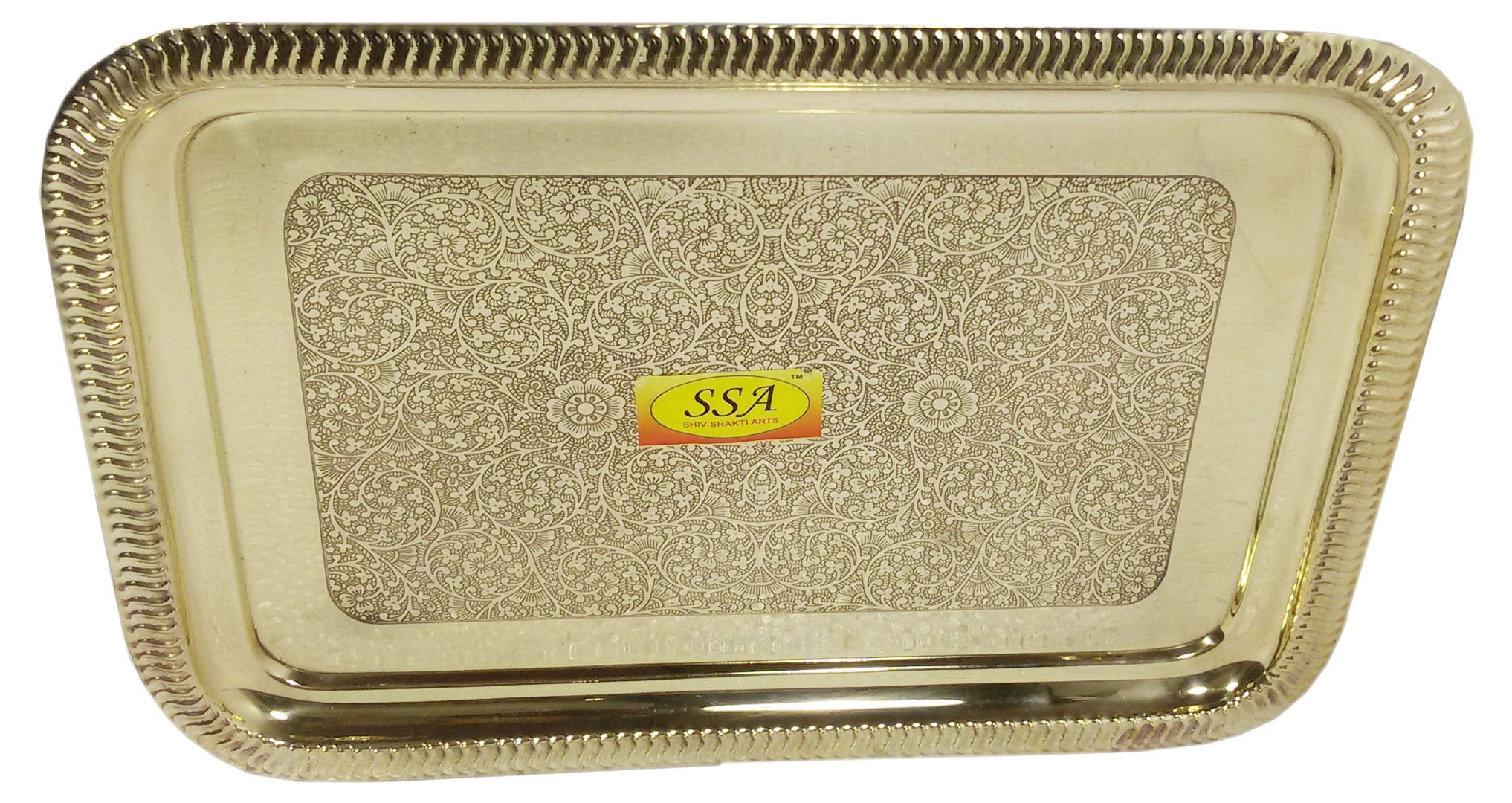 SHIV SHAKTI ARTS Handamde Brass Embossed Tray Homeware Dinnerware Diwali Gifting Purpose, Diwali Gifting Item