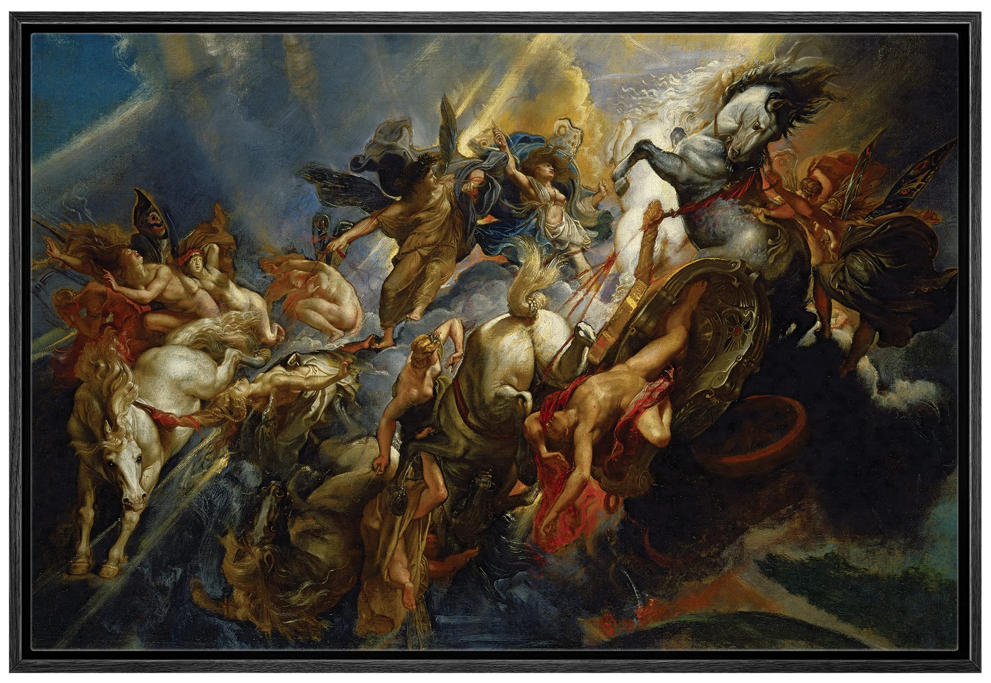 Wall26 - Oil Painting Of The Fall Of Phaeton By Peter Paul Rubens - Baroque Style - Angels, Catholic, Christianity - Framed Canv