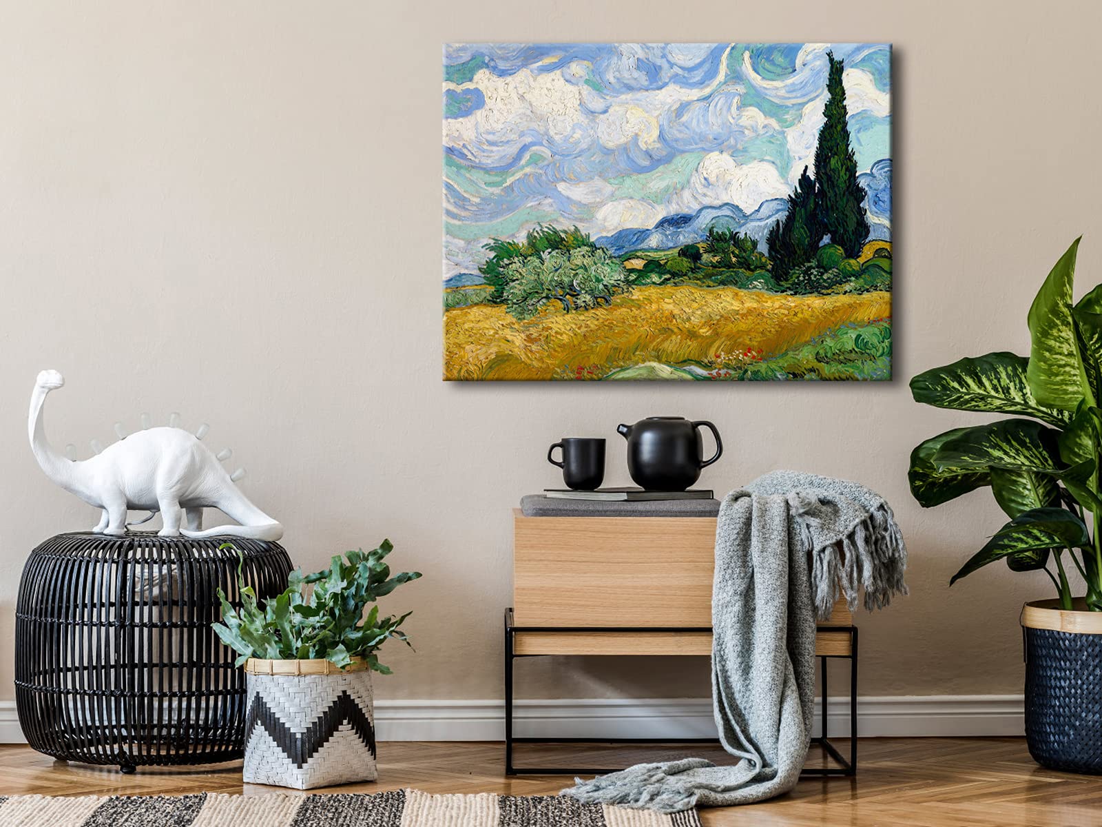 Wieco Art Wheat Field With Cypresses By Van Gogh Classical Oil Paintings Reproduction Large Modern Canvas Print Wall Art Landsca
