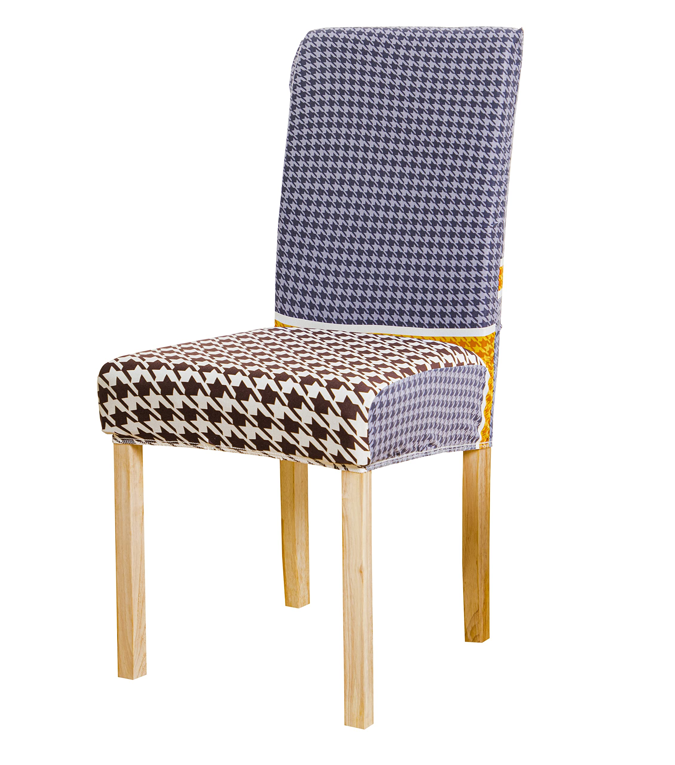 House Of Quirk Elastic Chair Cover Stretch Removable Washable Short Dining Chair Cover Protector Seat Slipcover (Black Houndstoo
