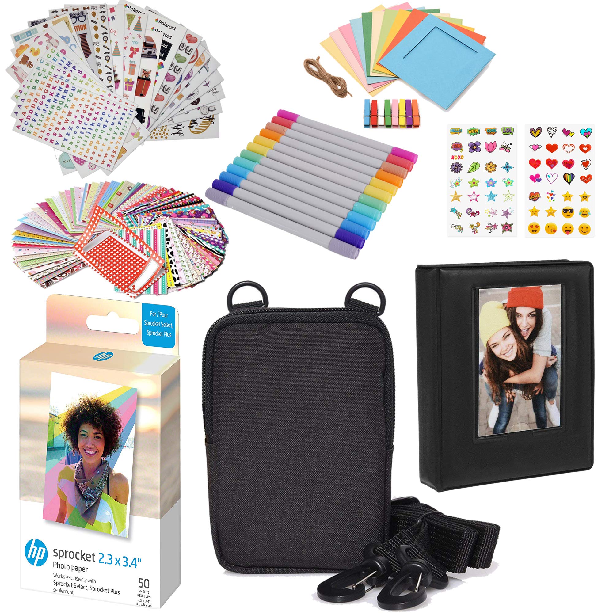 Hp 23X34 Premium Zink Photo Paper (50 Pack) Accesory Kit With Photo Album, Case, Stickers, Markers