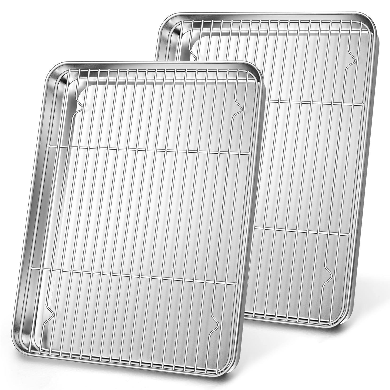 4Pcs Baking Sheet With Rack Set (16 Inch), Joyfair Stainless Steel Oven Baking Pan Tray & Cooling Racks For Cookie/Jelly Roll/Ba