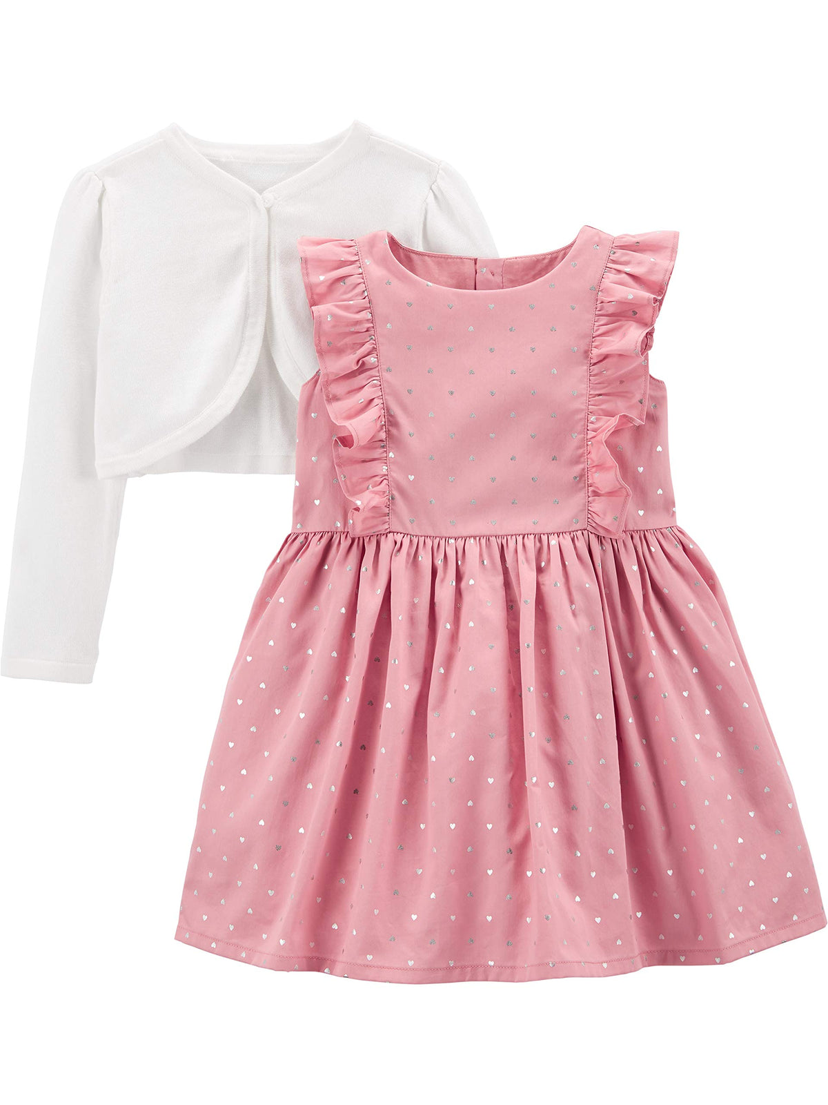 Simple Joys By Carters Toddler Girls 2-Piece Special Occasion Dress And Cardigan Set, Pink, Dots, 3T