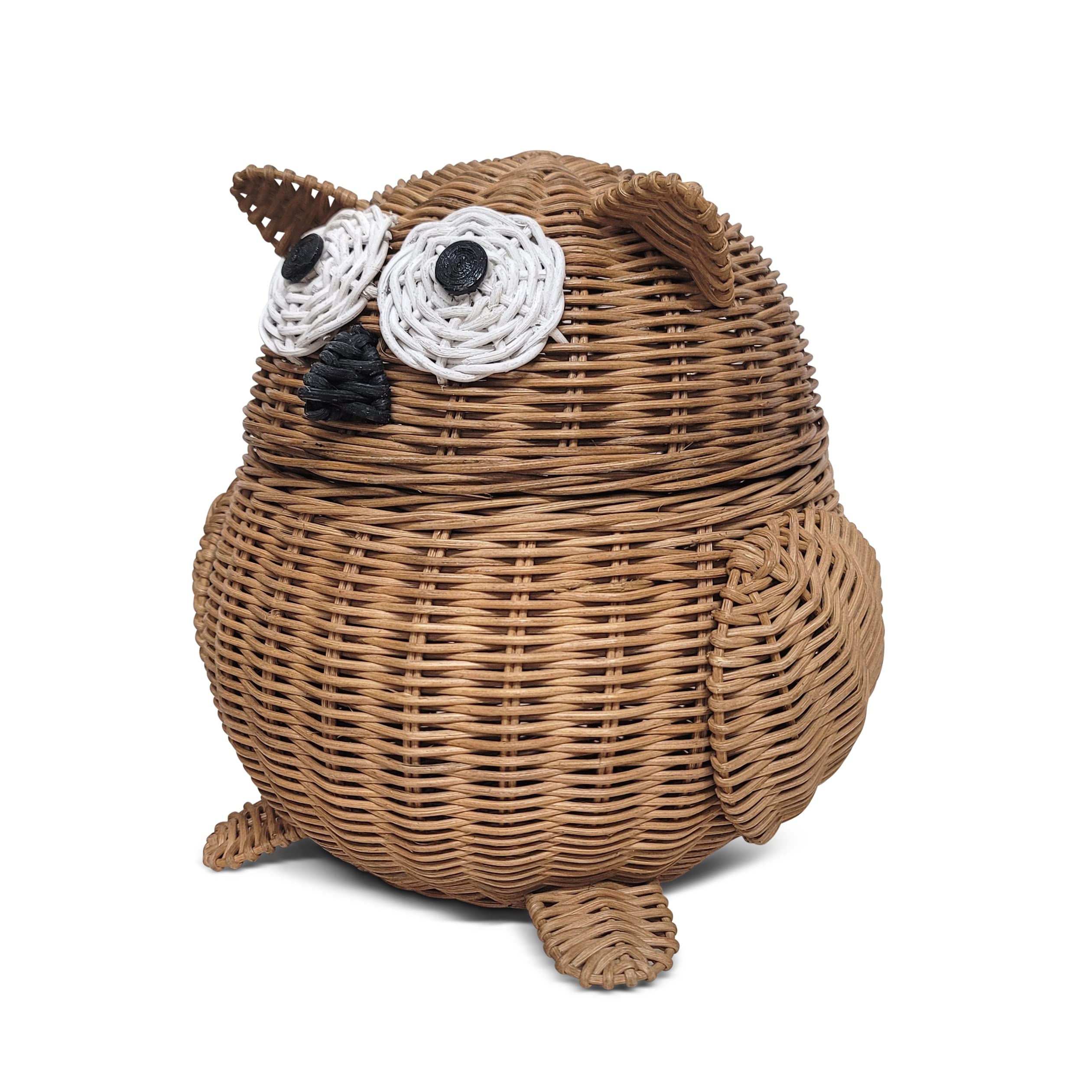G6 Collection Owl Rattan Storage Basket With Lid Decorative Home Decor Hand Woven Shelf Organizer Cute Handmade Handcrafted Gift