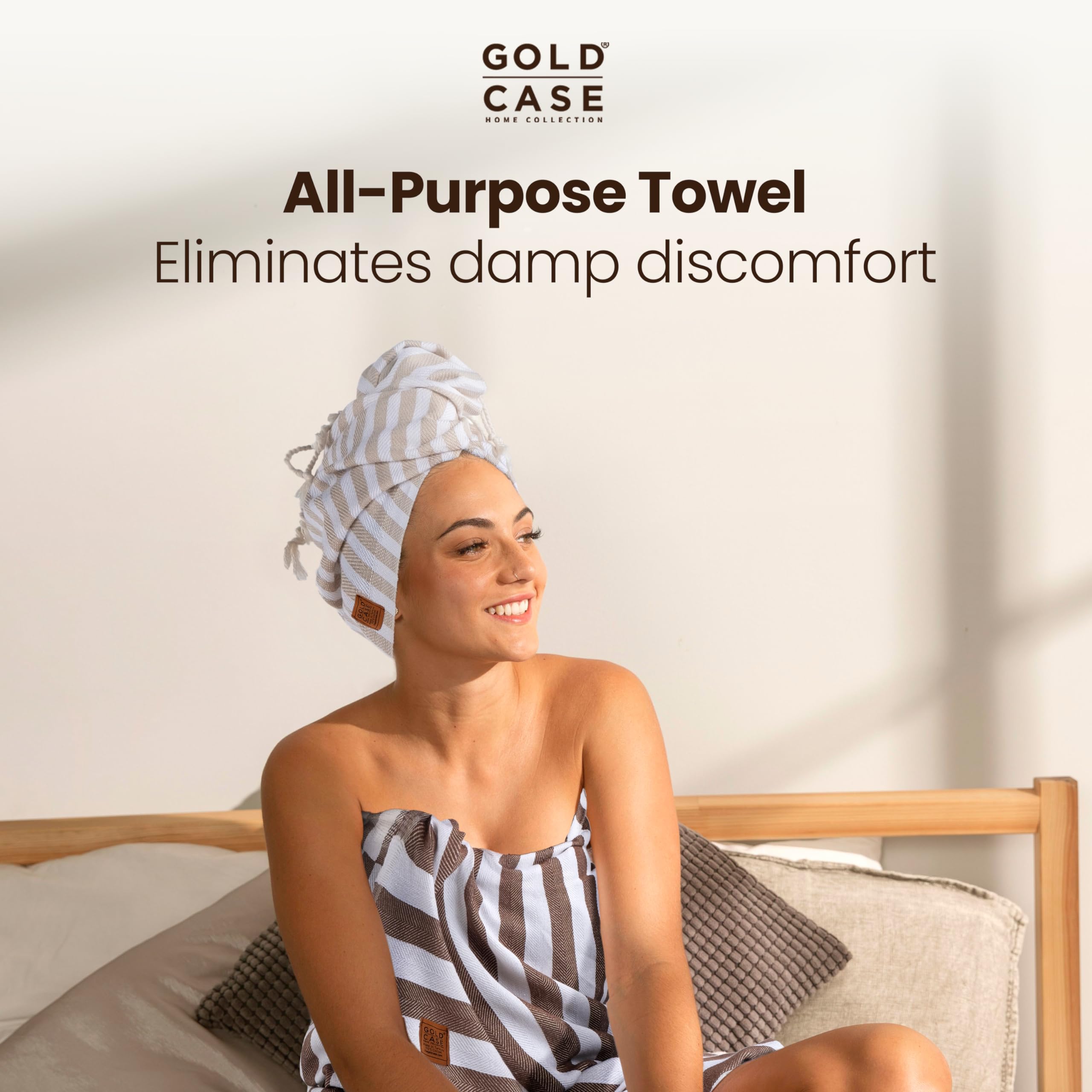 Gold Case Home Collection Myra Turkish Hand Towels For Bathroom Set Of 5-100% Cotton Luxury Decorative Towels - Kitchen & Hotel