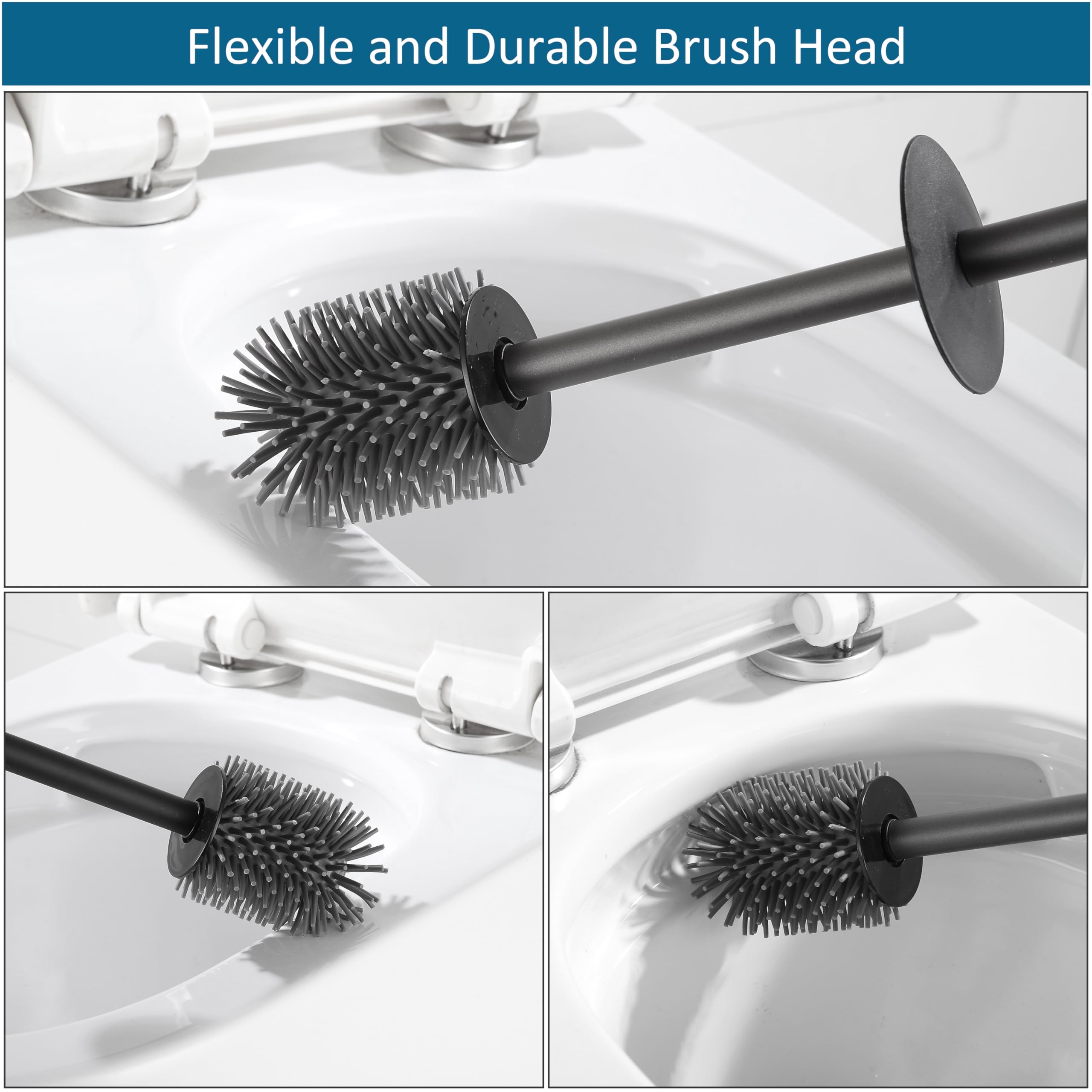 Bvl Toilet Brush And Holder Set Black Freestanding For Bathroom