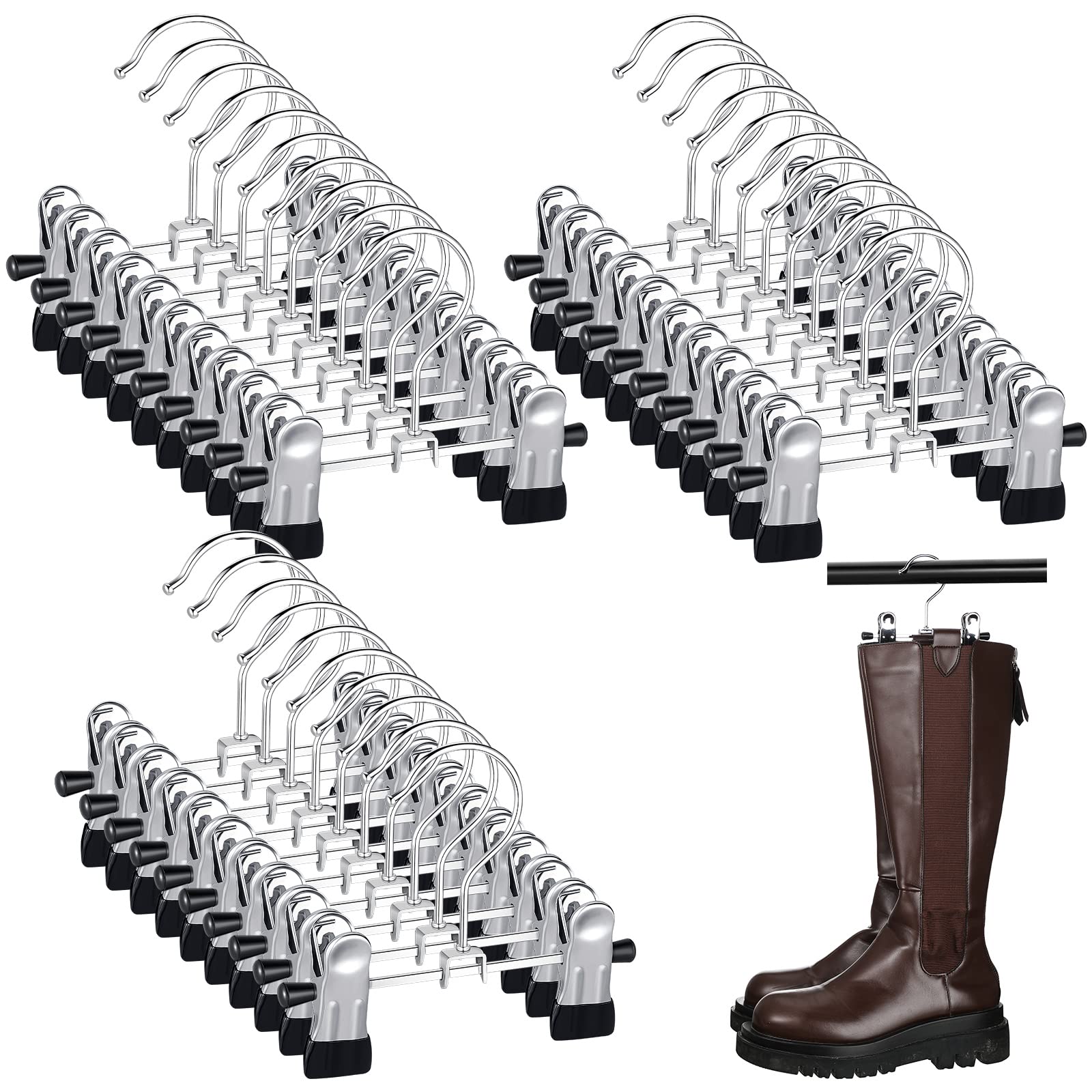 Yinkin 30 Pcs Boot Hangers Double Adjustable Clips Space Saving Baby Pants Hangers Travel Portable Hanger Clips Hanging Boot Org