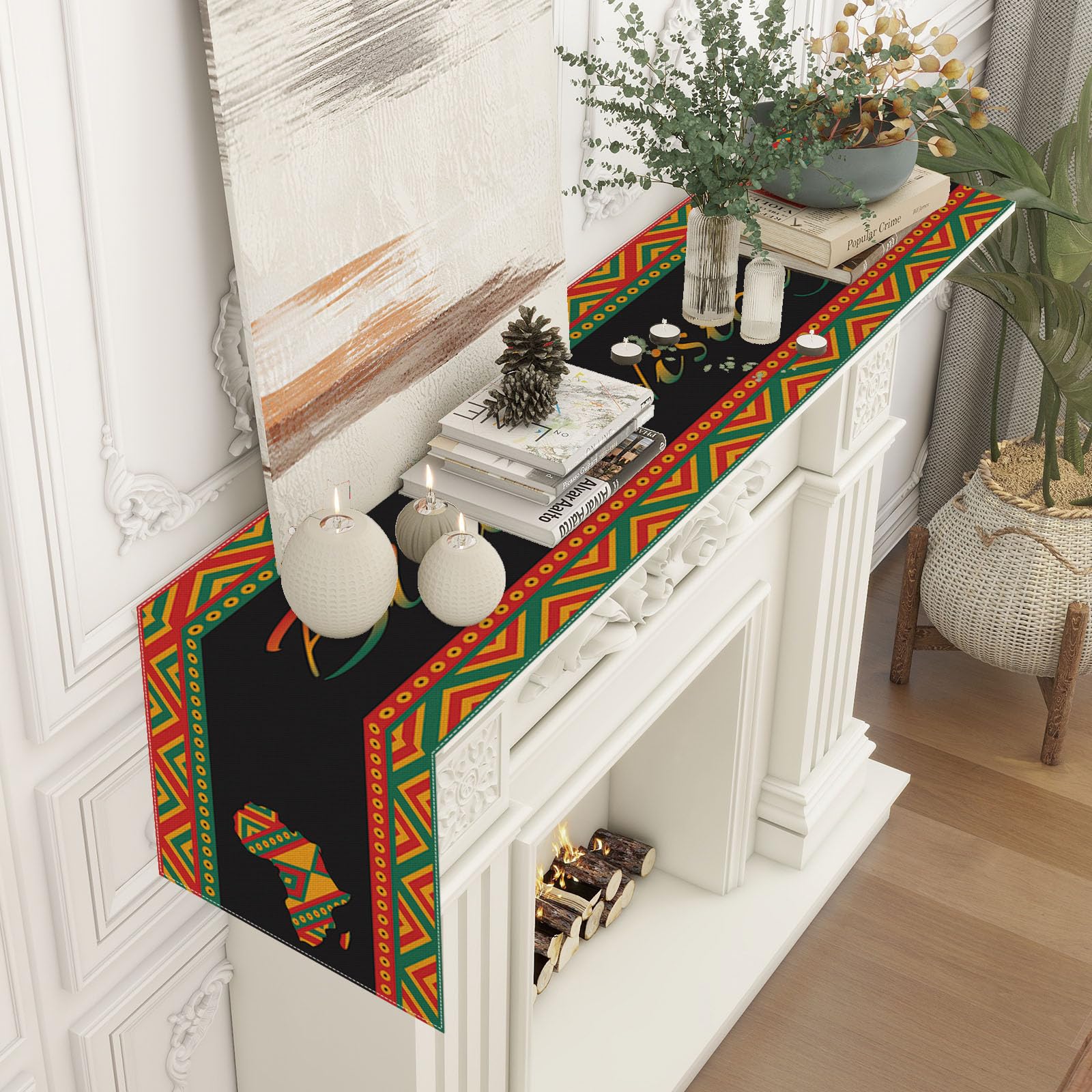 Linen Black History Month Table Runner 72 Inches Long Black History Month Decoration For Table African American Country Festival